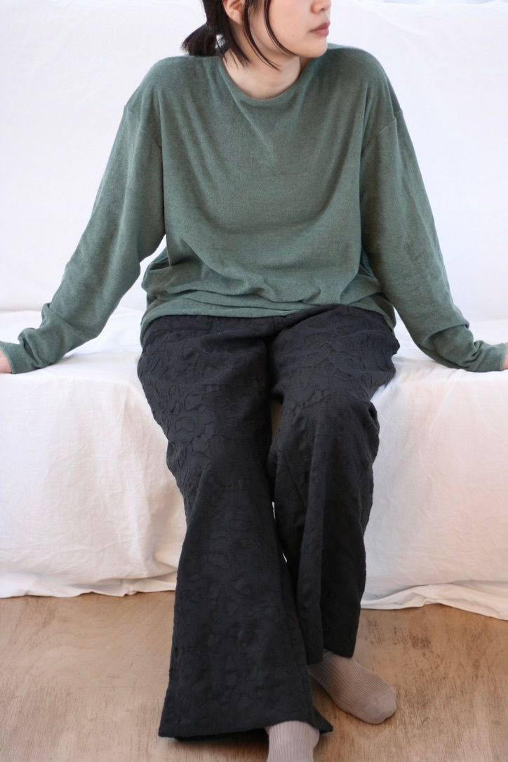 サムネイル： 【26FW予約商品】cotton linen pile slash neck long tee