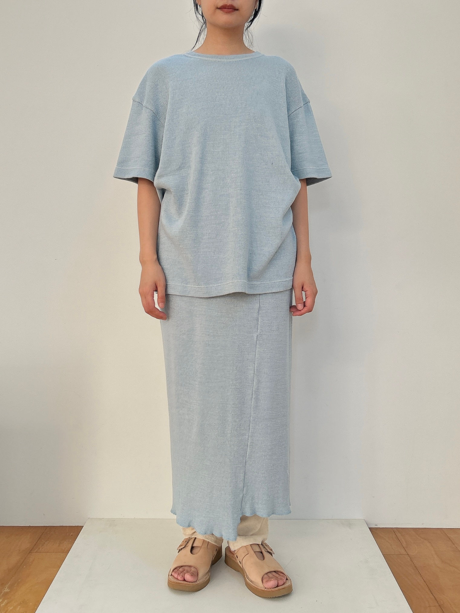 garagara rib long skirt