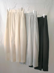 summer wool mix pin tuck wide pants