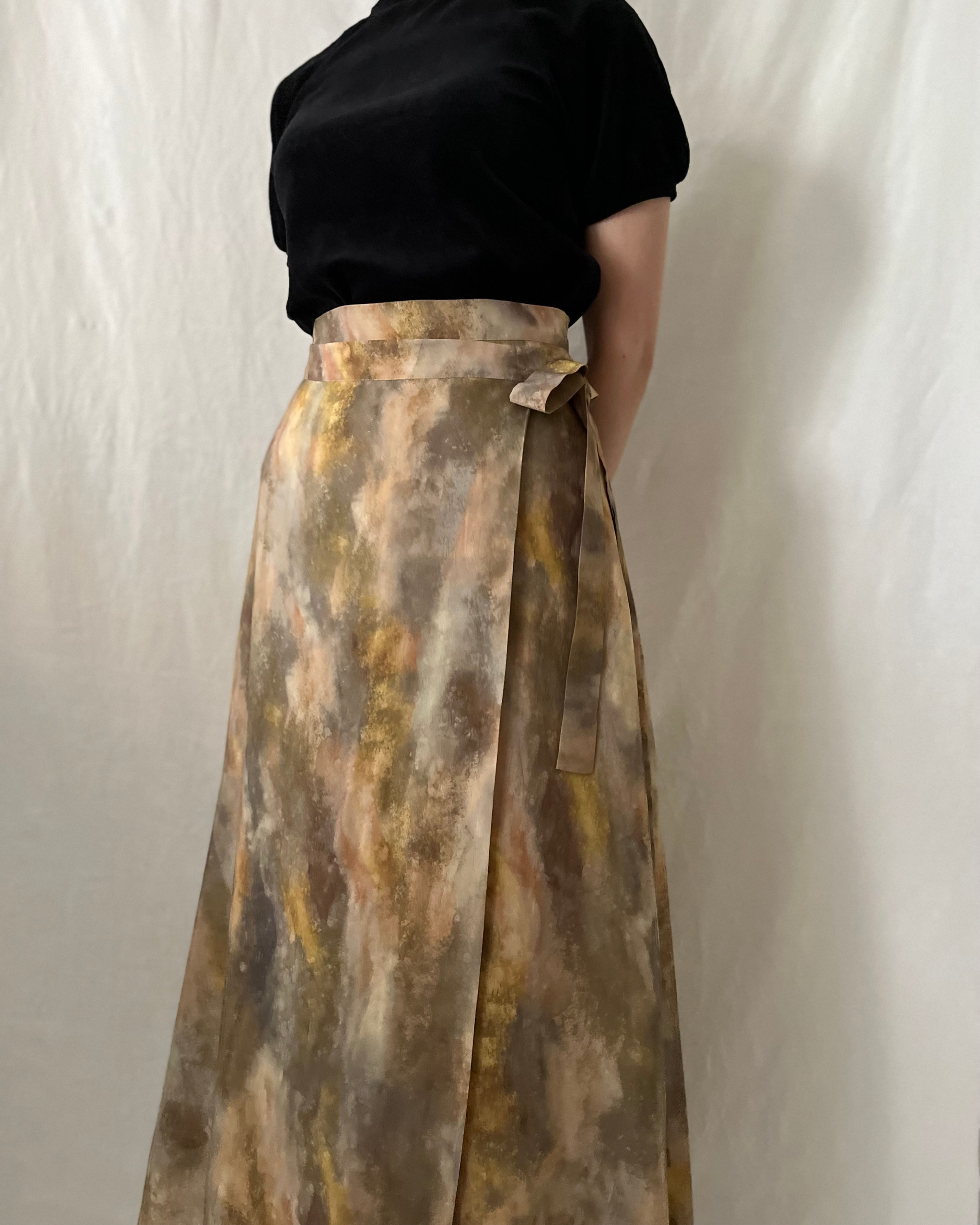 fall trip print wrapped skirt