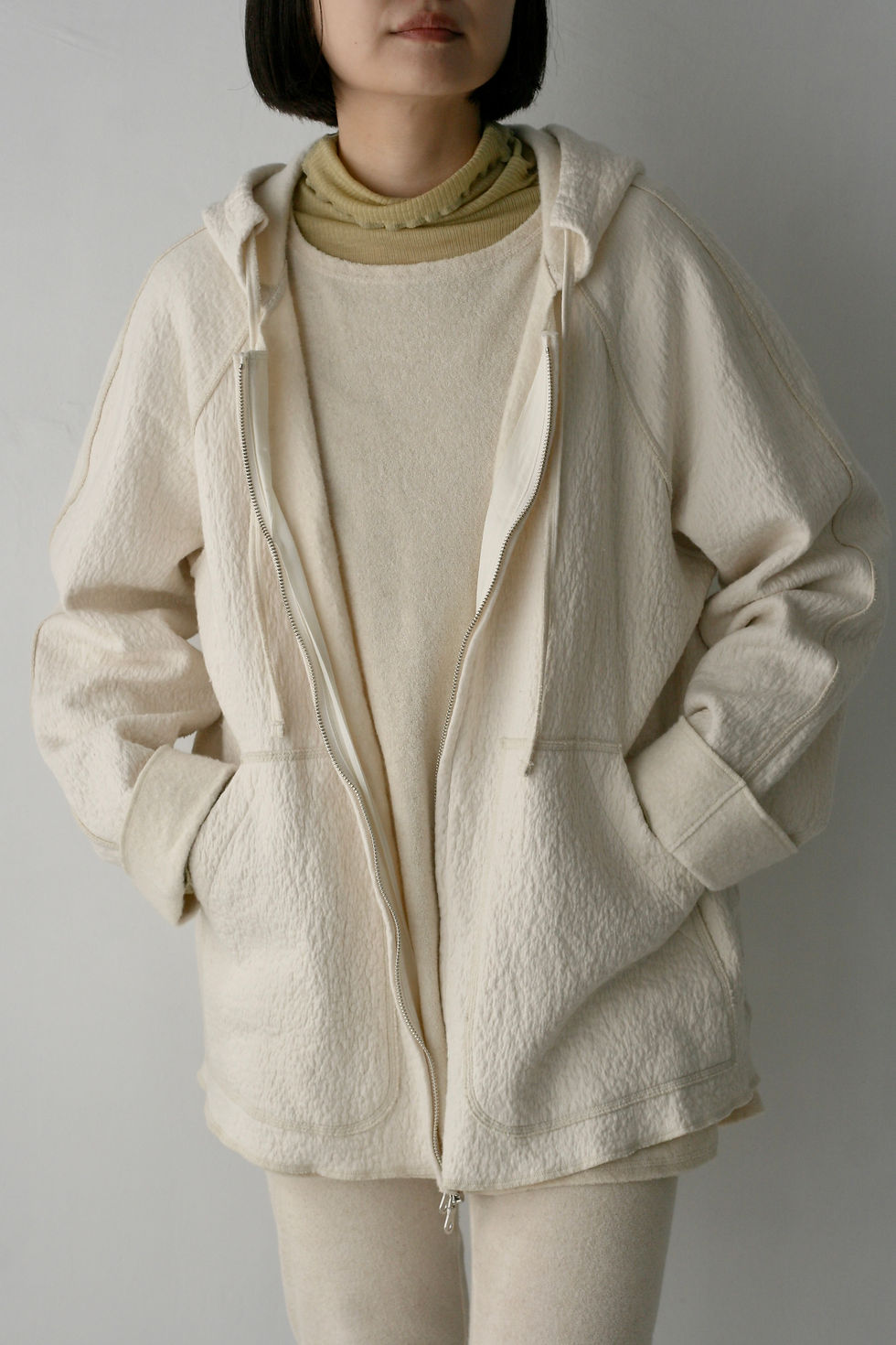サムネイル： cotton wool bokomoko zip-up hooded jacket