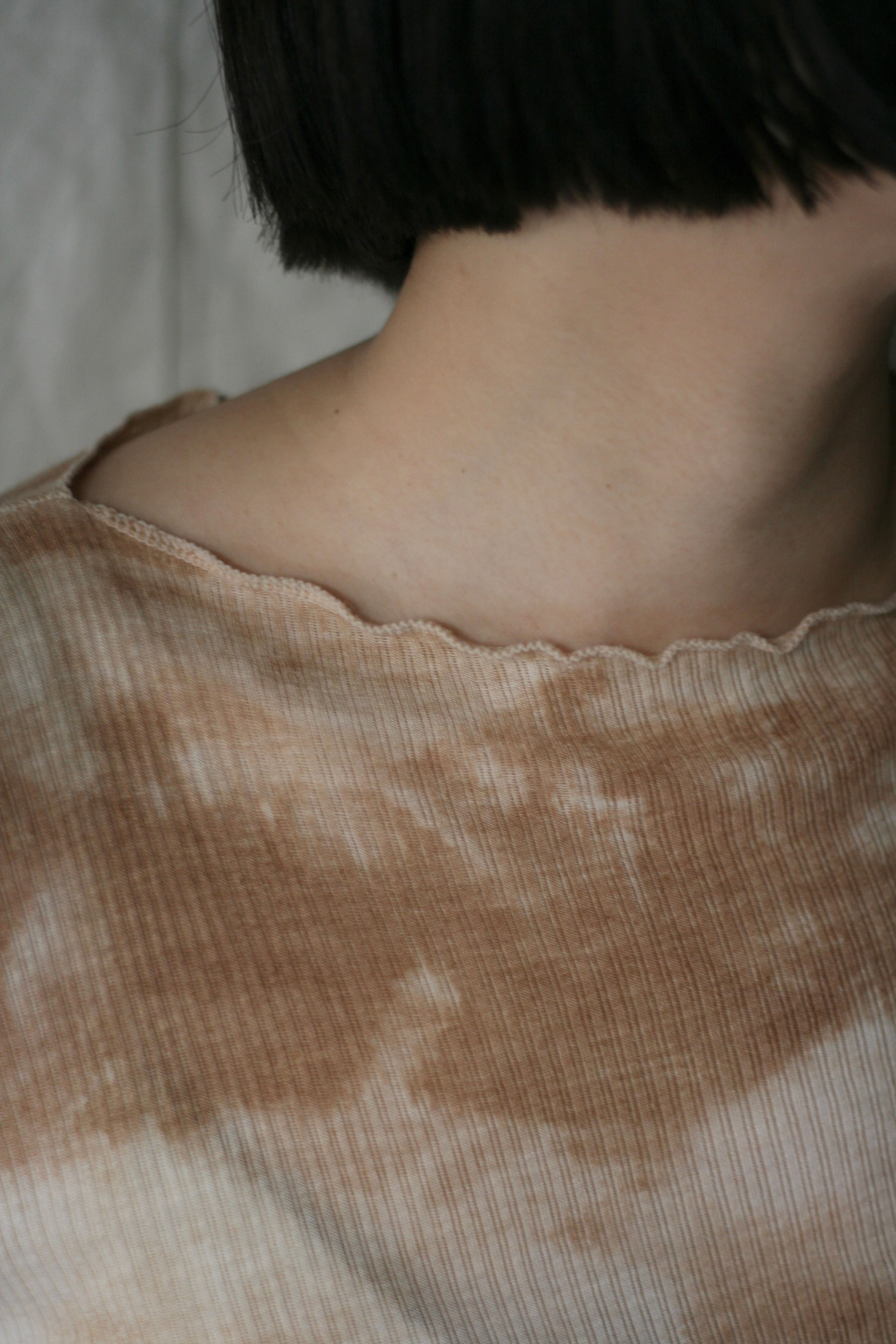 "yurumura" tencel wool slash neck long sleeve top