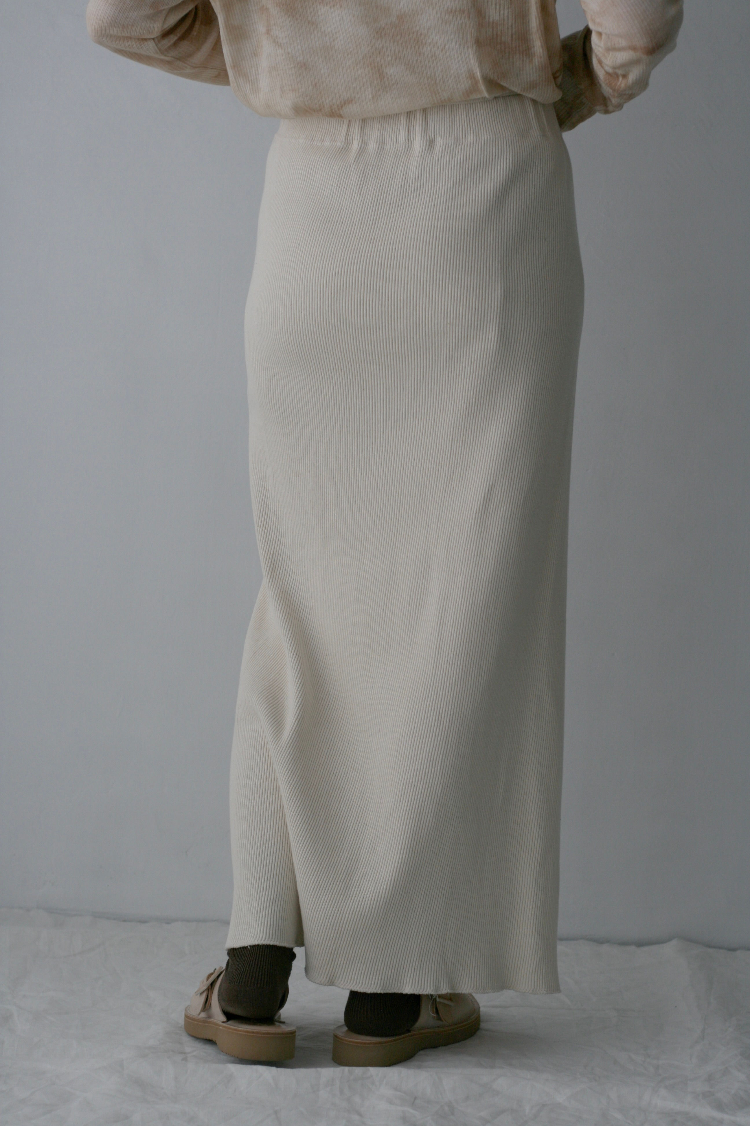recycled cotton rib long skirt