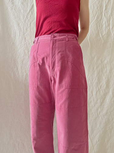 peach skin waist adjustable work pants | KÉ SHOP