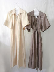 ramie / cotton lace up gather dress