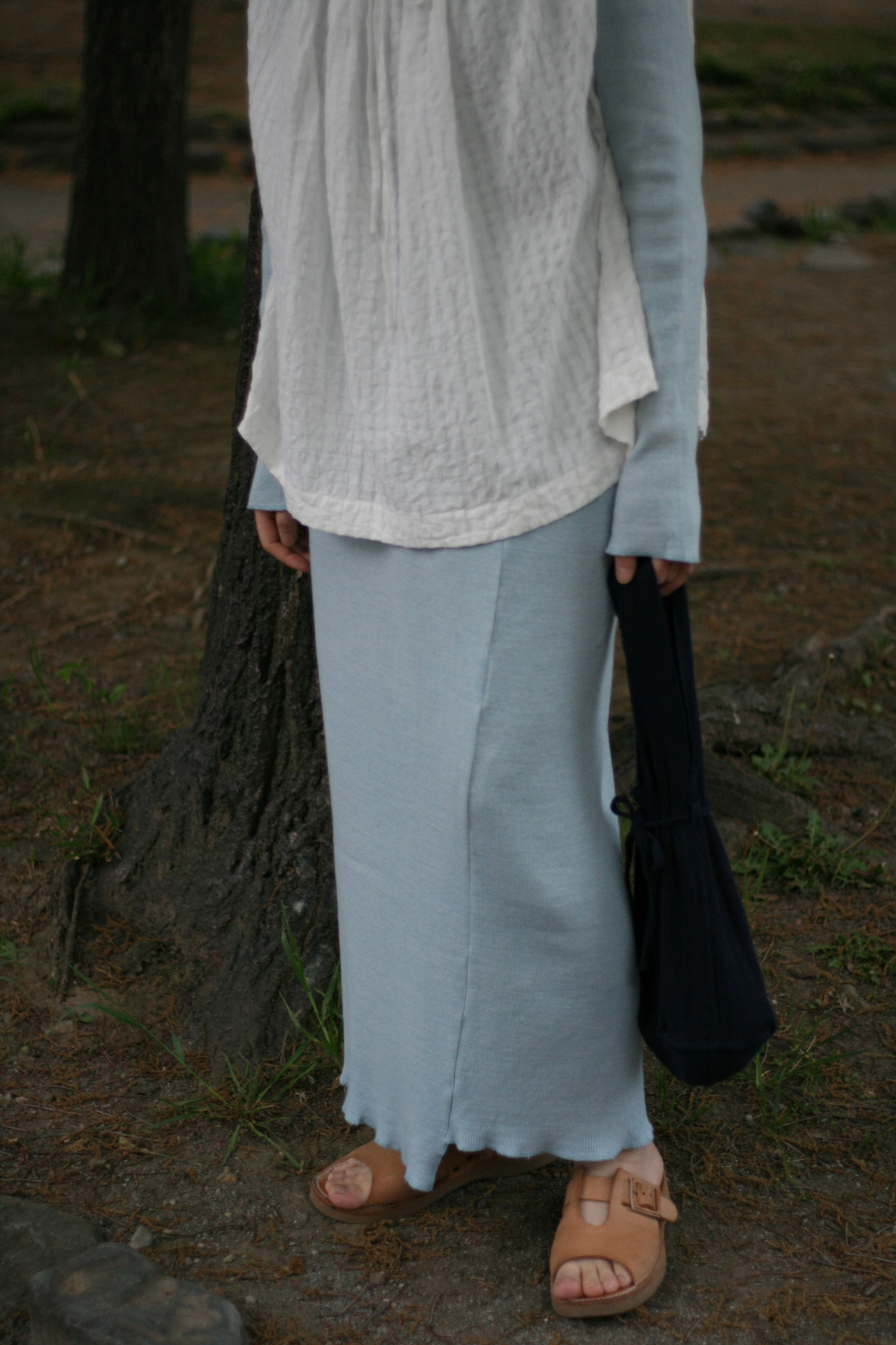 garagara rib long skirt