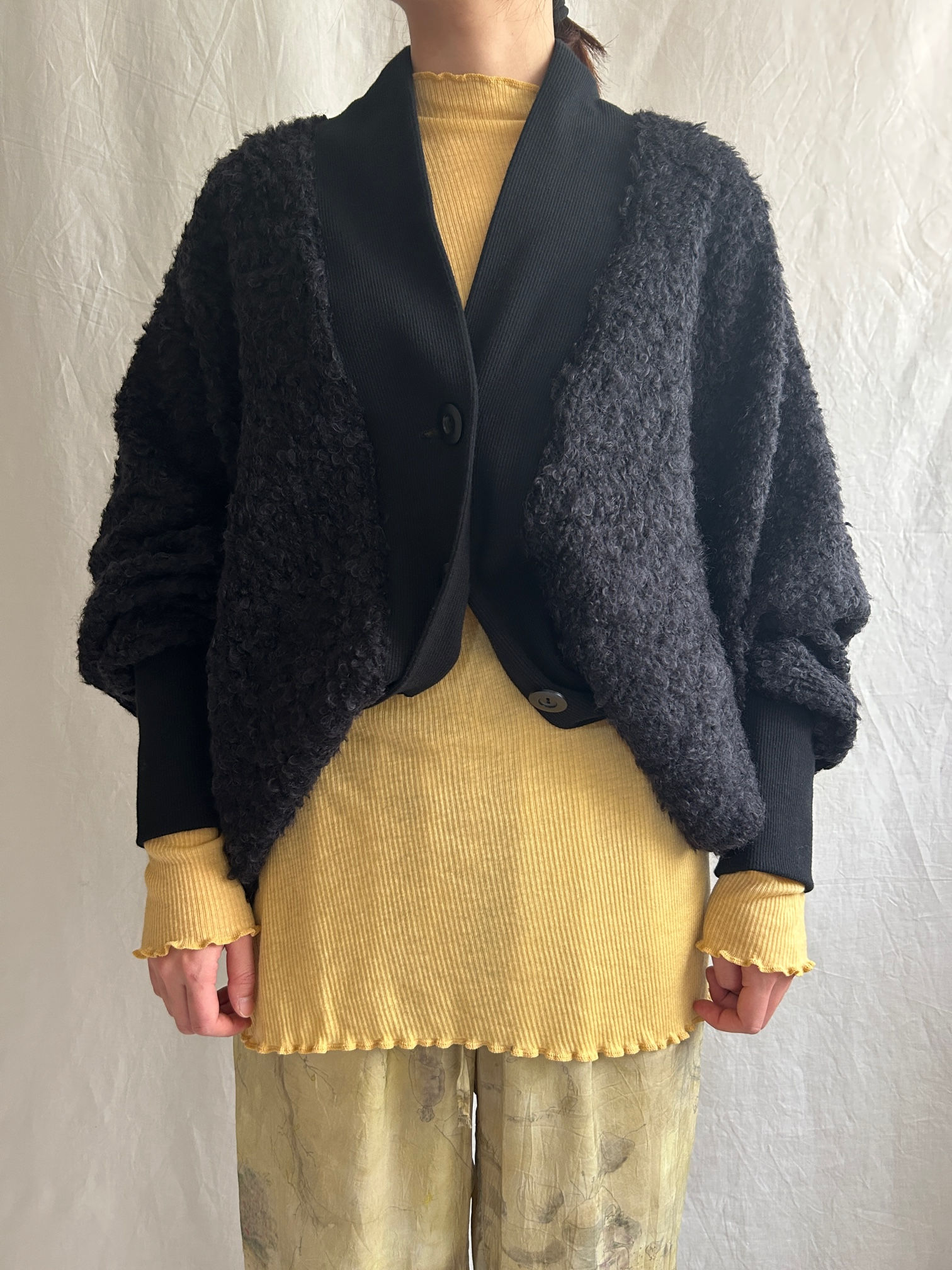 loop tweed jersey cardigan