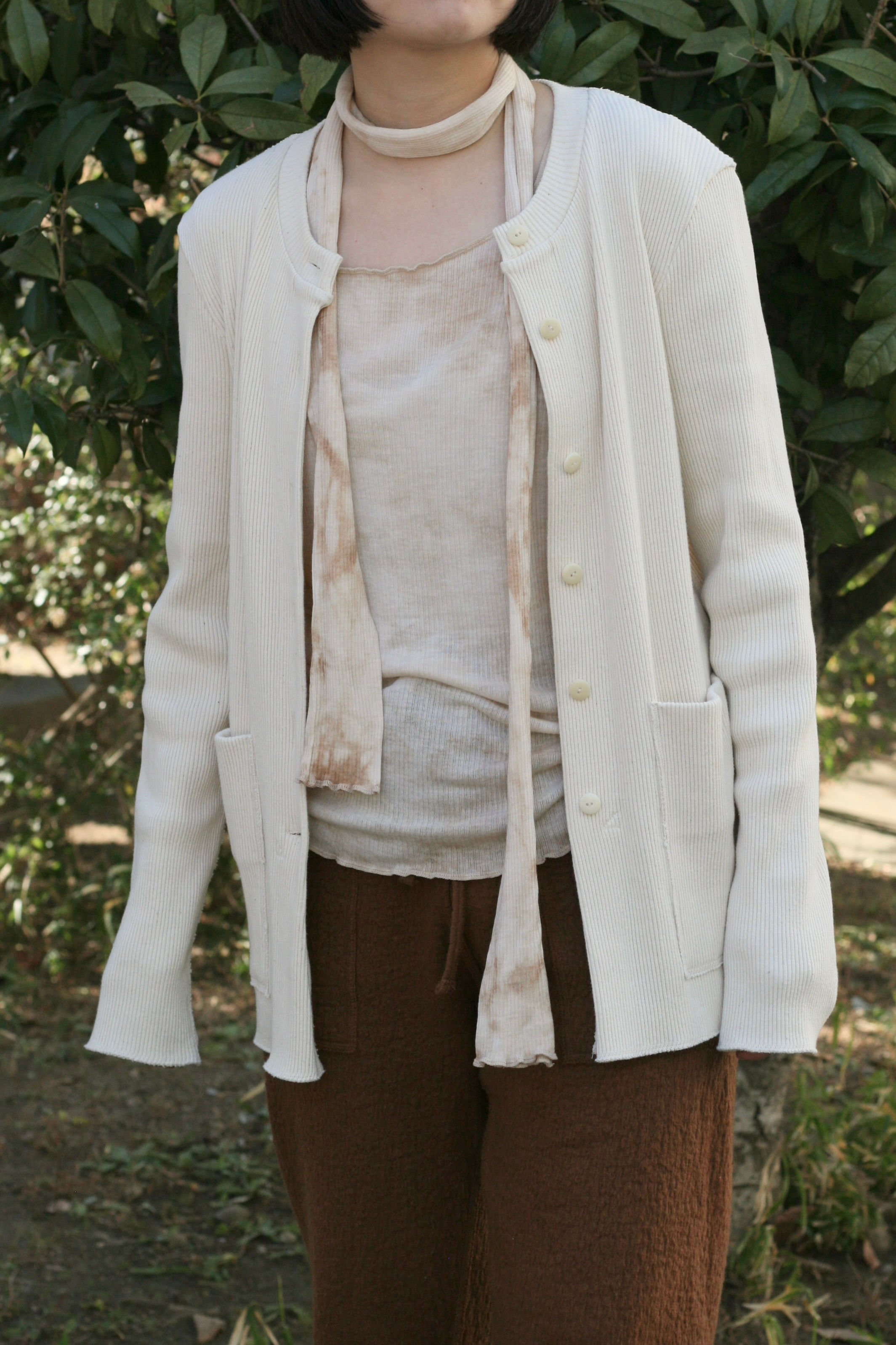 recycled cotton rib 2 pockets cardigan