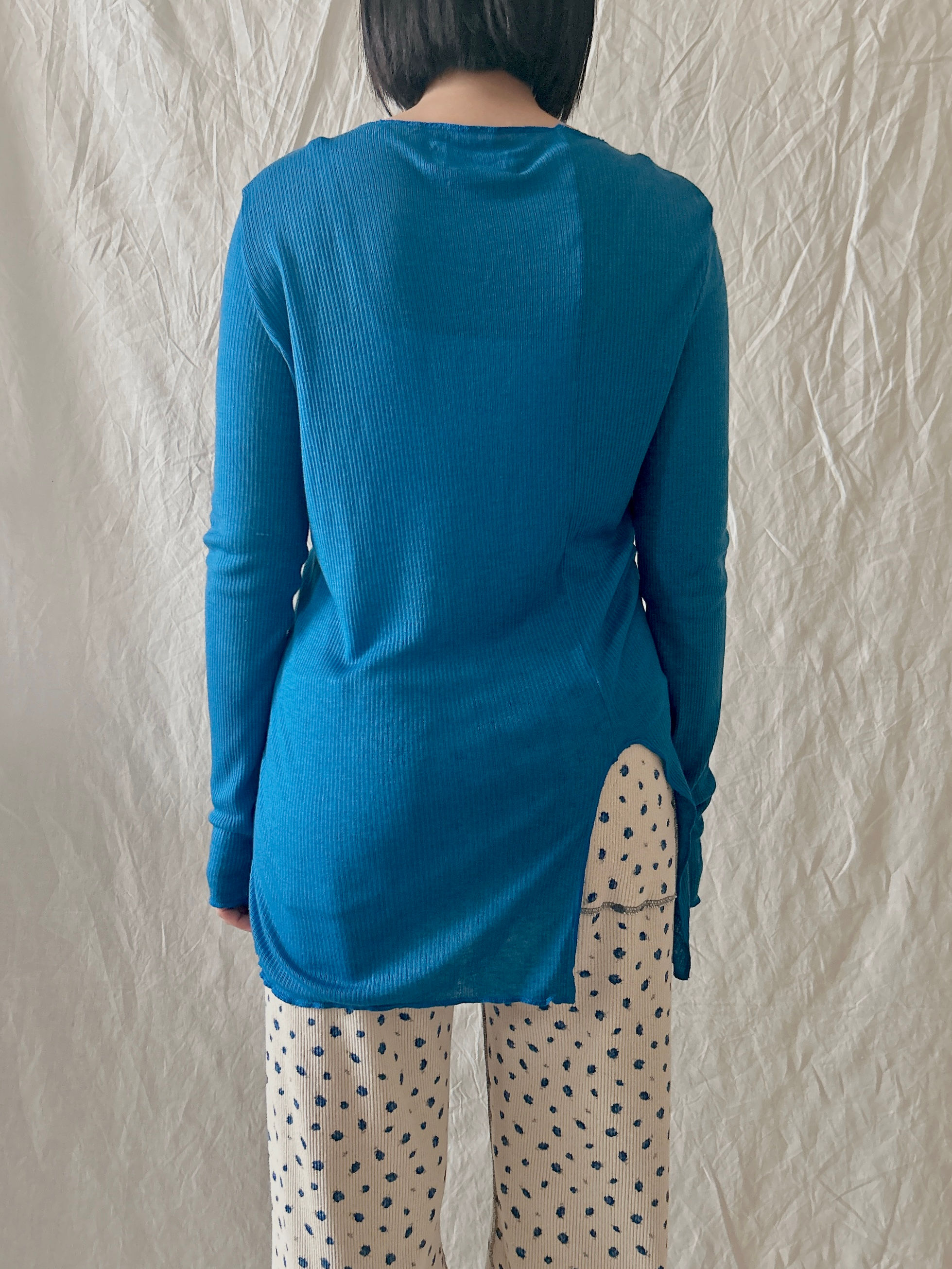 tencel wool slash neck long sleeve top