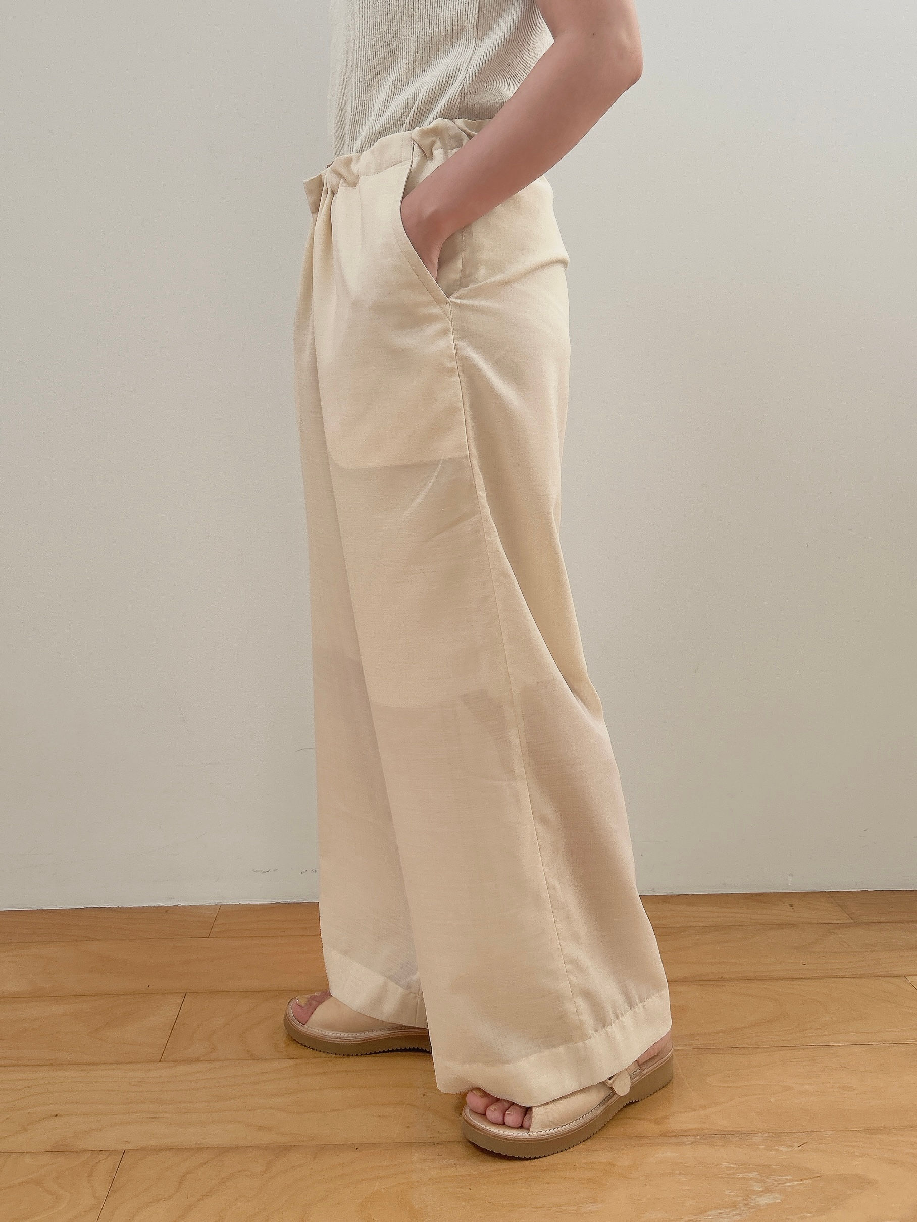 "memory." sheer loose pants with fringe scarf