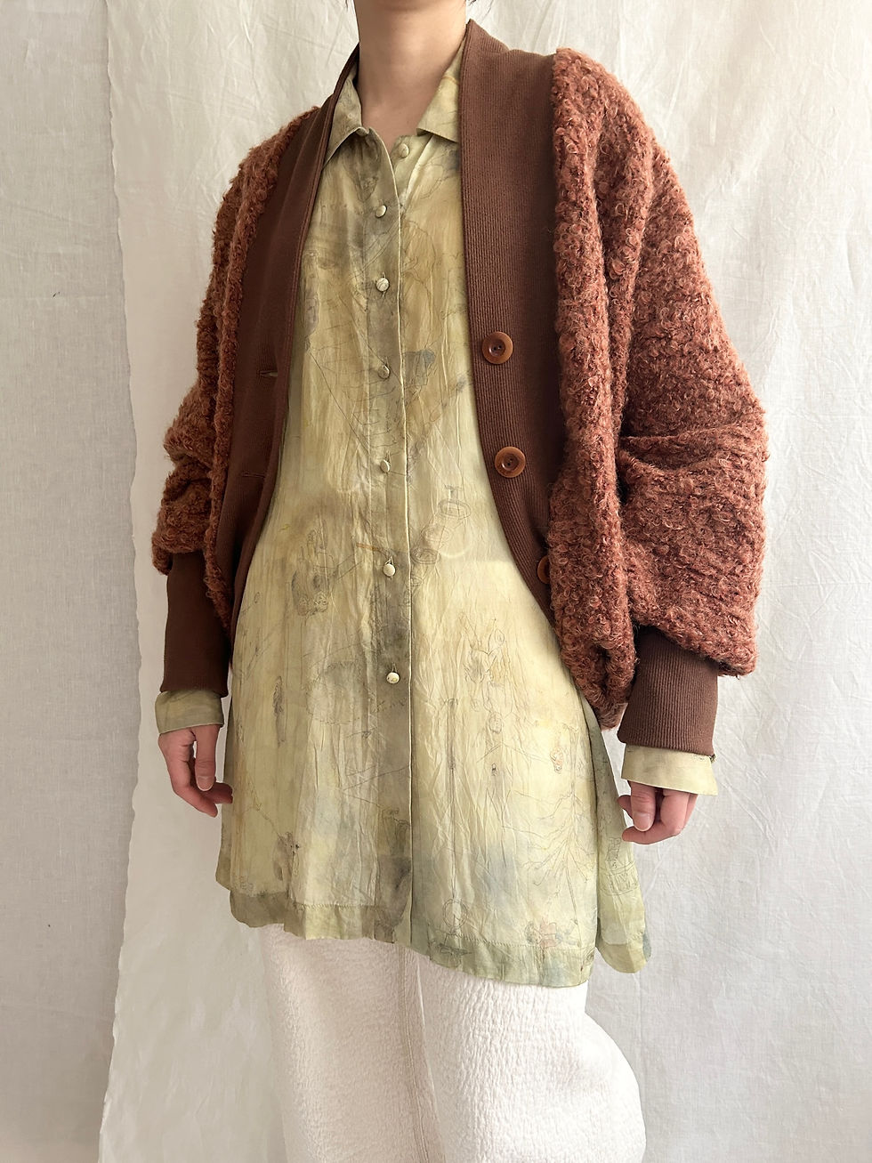 loop tweed jersey cardigan