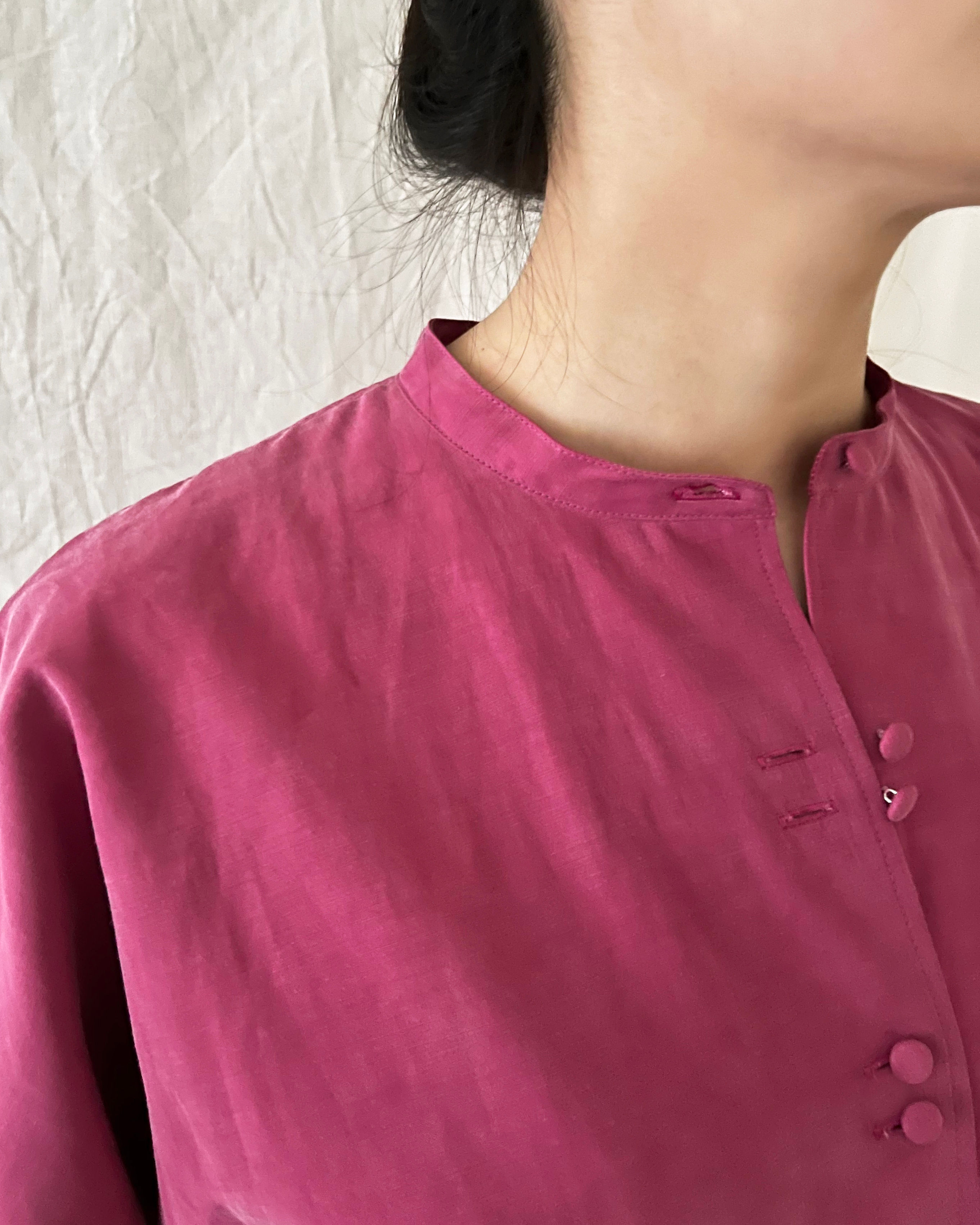 peach skin waist tuck long dress