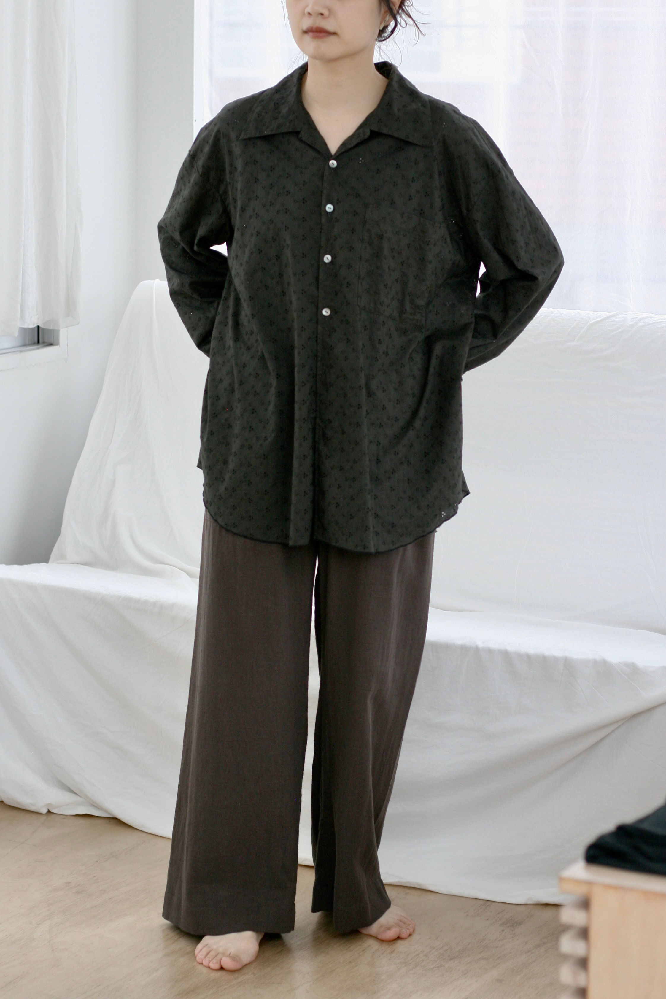 【27SS予約商品】bubble flower embroidery shirt