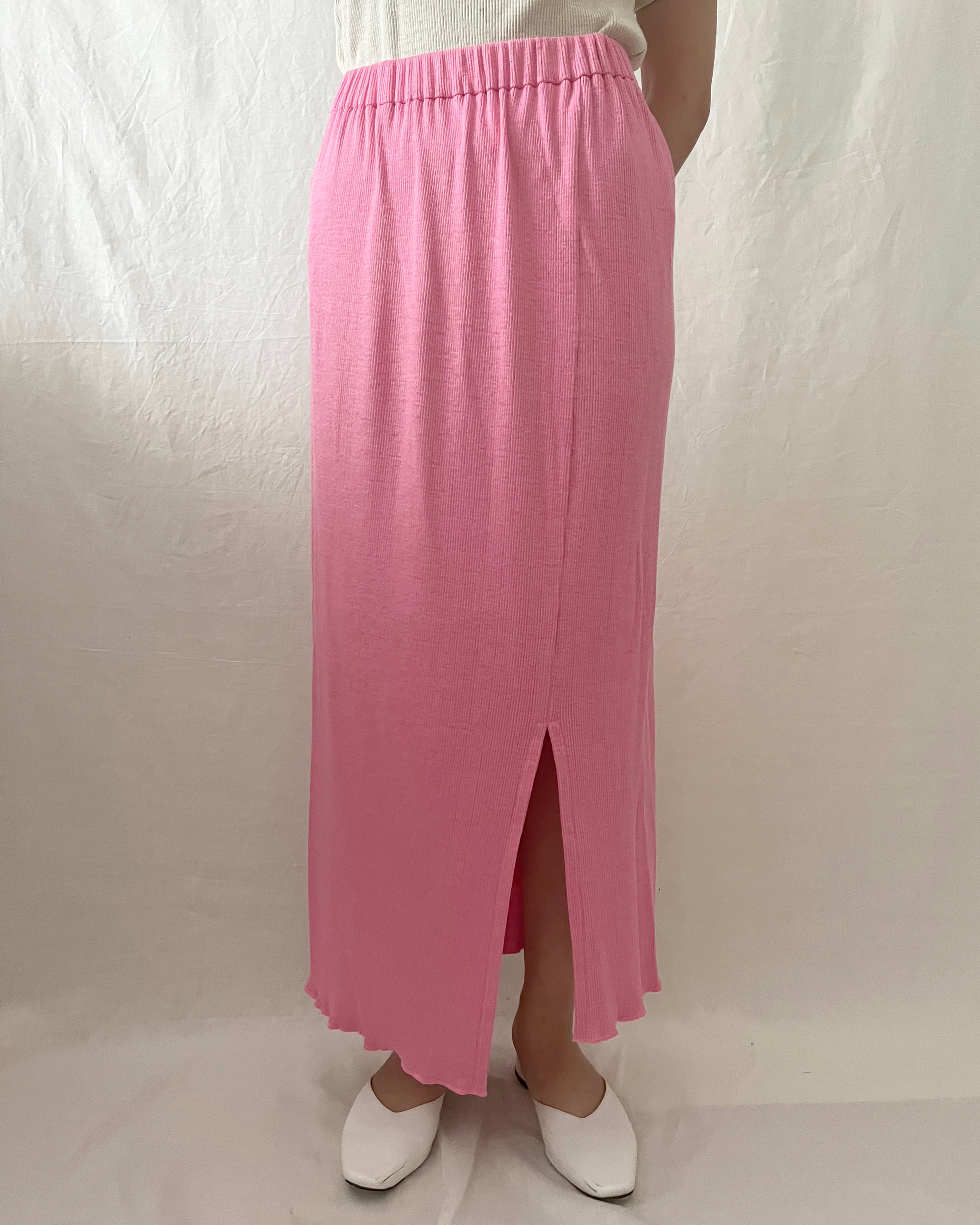 garagara rib slit long skirt