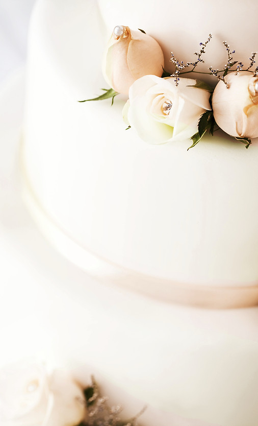 Elegant wedding cake with soft floral design decor.