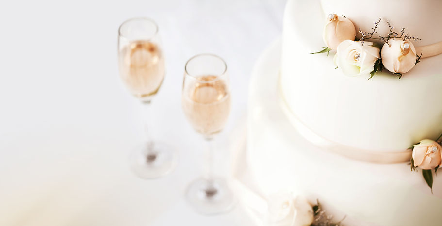 Wedding cake and champagne