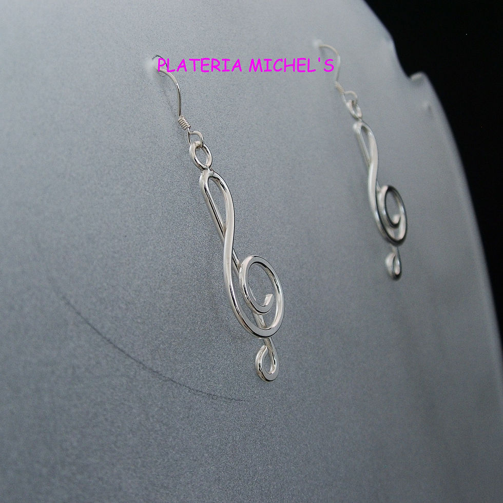 Miniatura: Aretes De Clave De Sol Musical En Plata 0.925