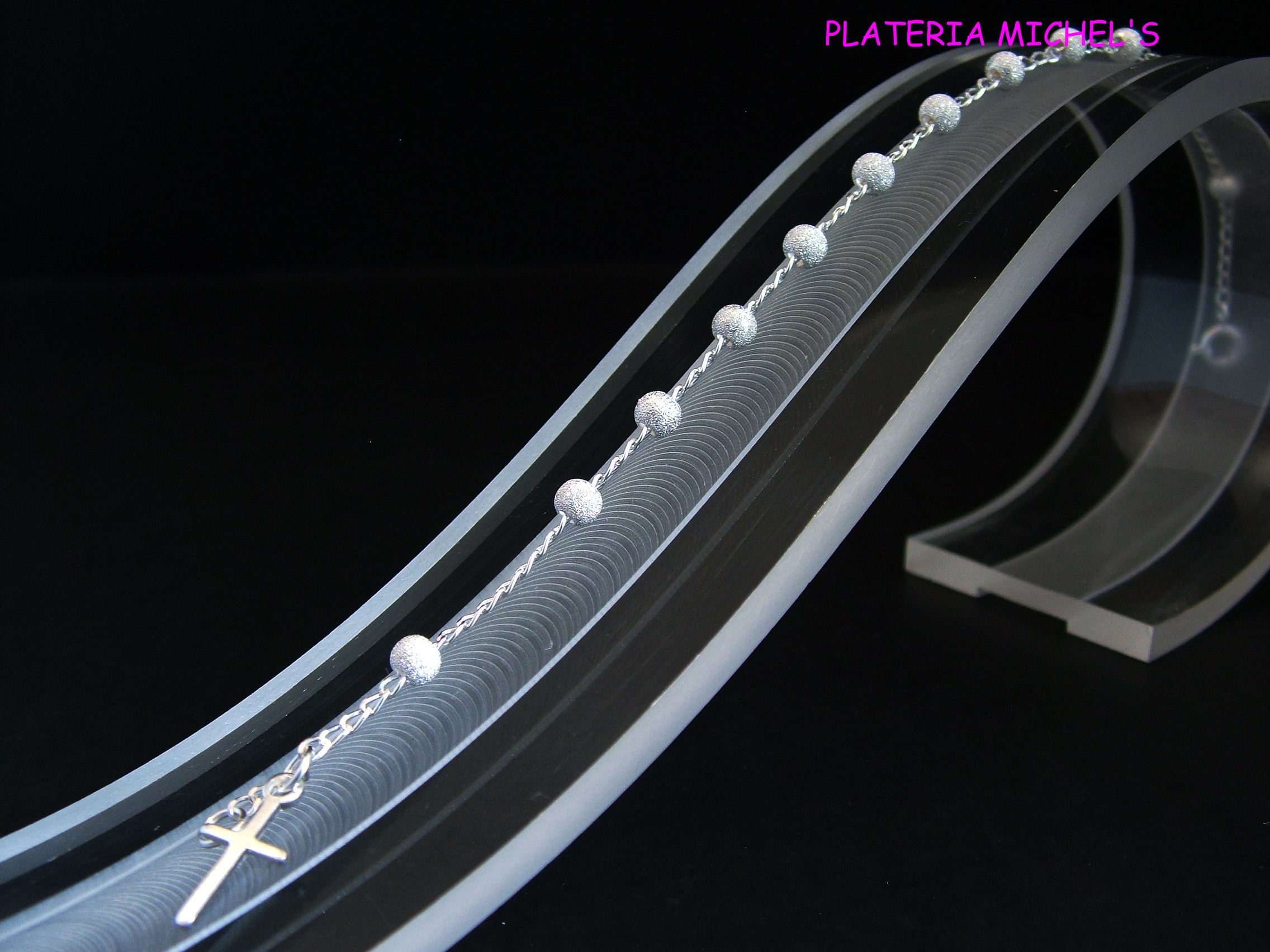 Pulsera De Rosario Laser De Plata