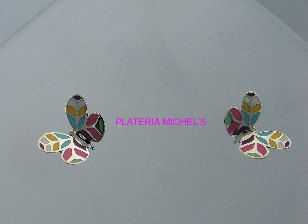 Miniatura: Aretes De Mariposa Colores Pastel Plata Ley 0.925