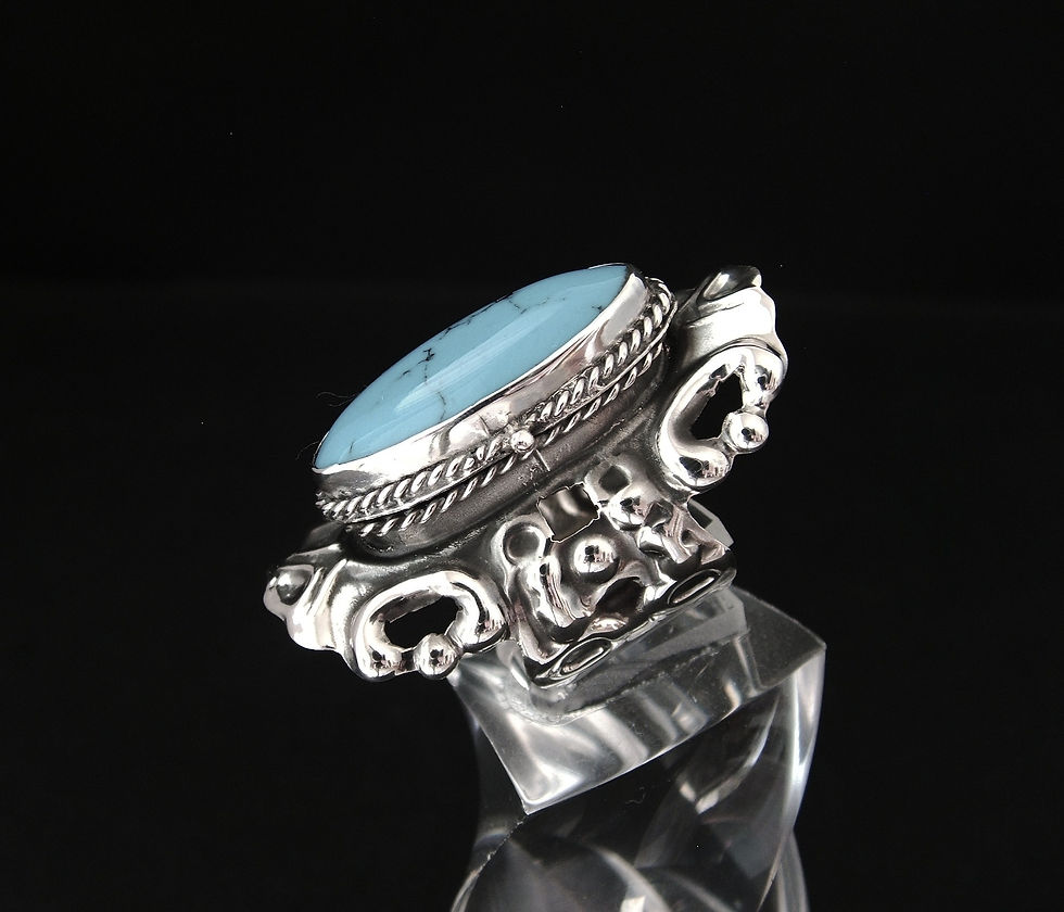 Miniatura: Anillo Pastillero En Plata Ley 0.925 Y Turqueza