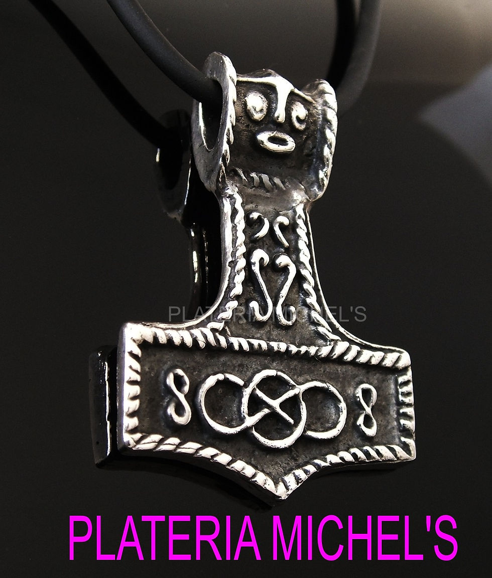 Miniatura: Dije De Martillo De Thor 360 Grados En Plata Ley 0