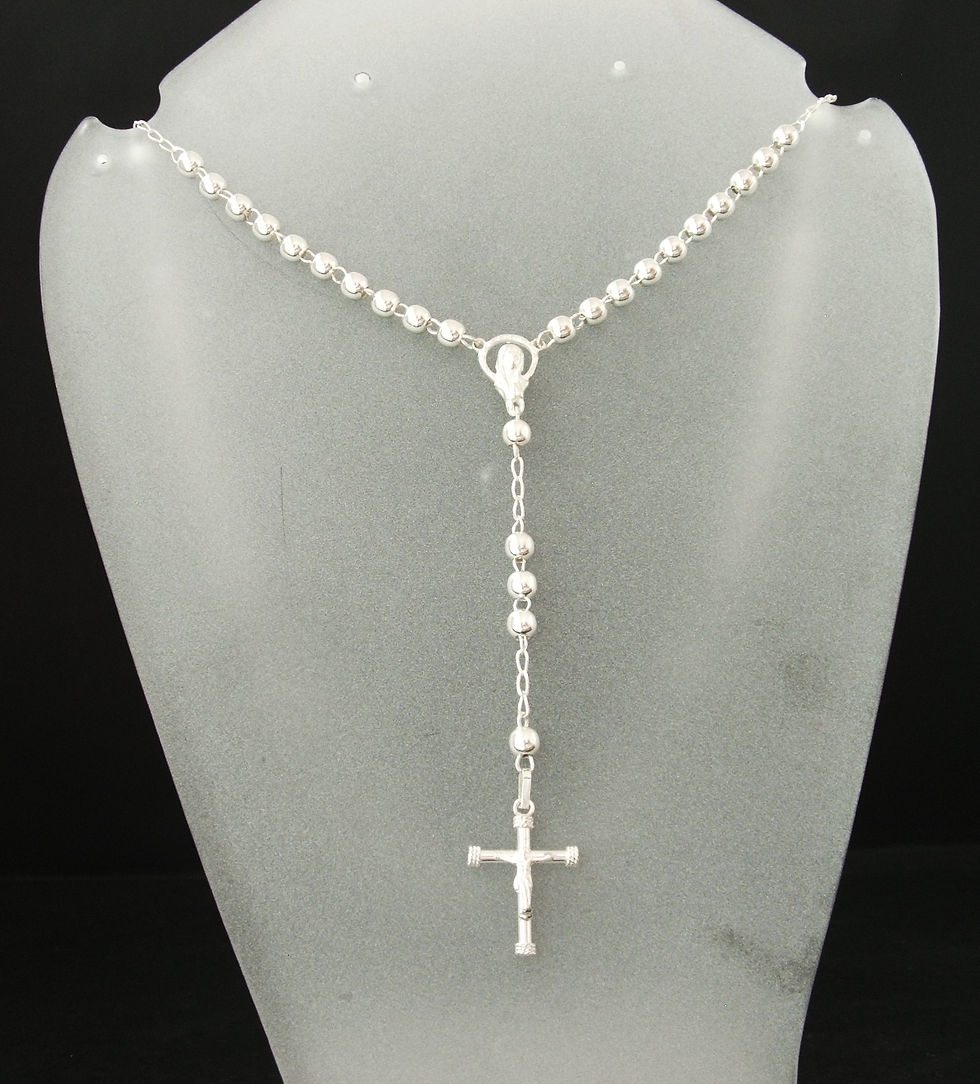 Miniatura: Rosario De Plata .925 Largo De 50cm Y 10cm Caida