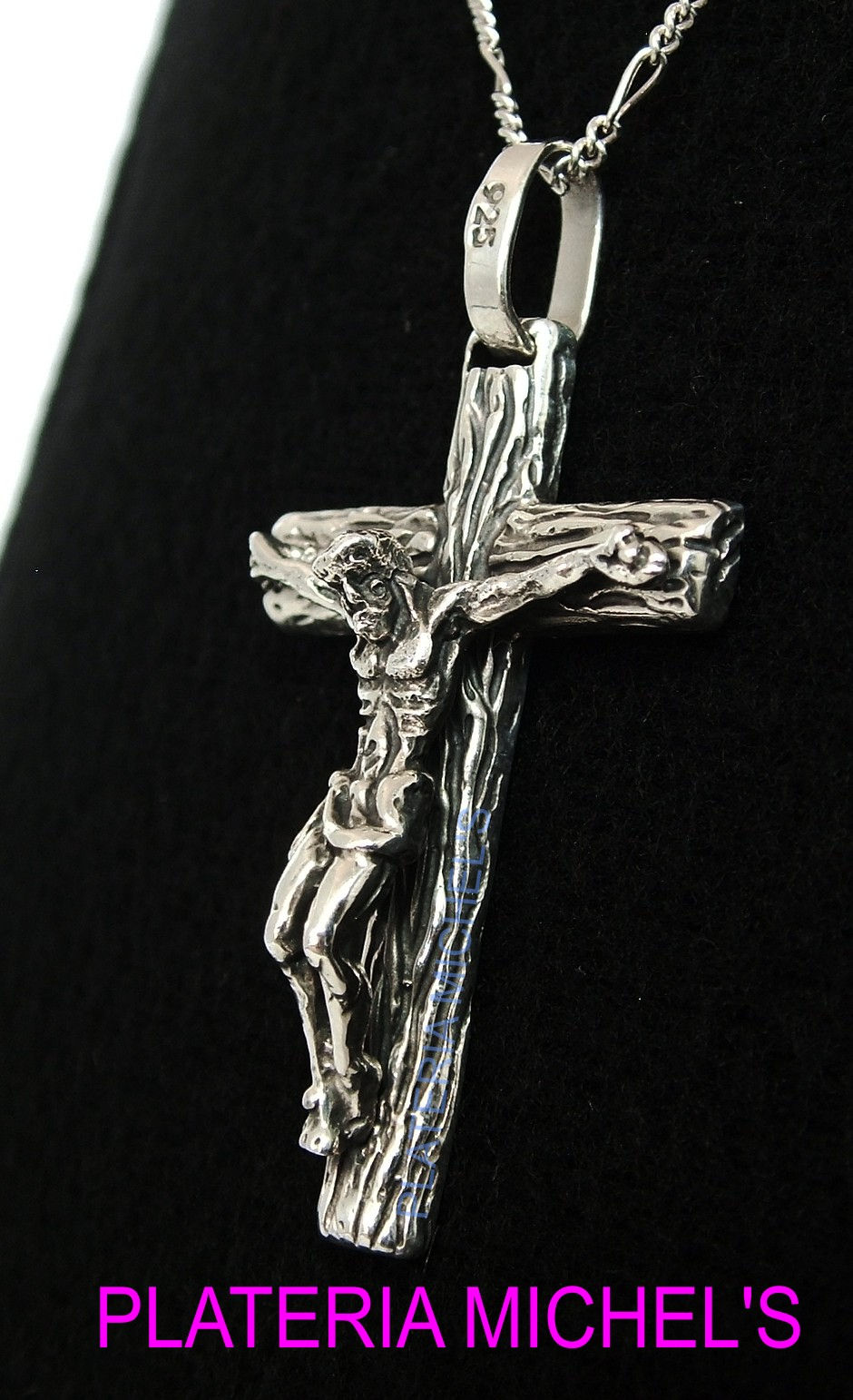 Miniatura: Cristo De Madera En Plata Ley 0.925