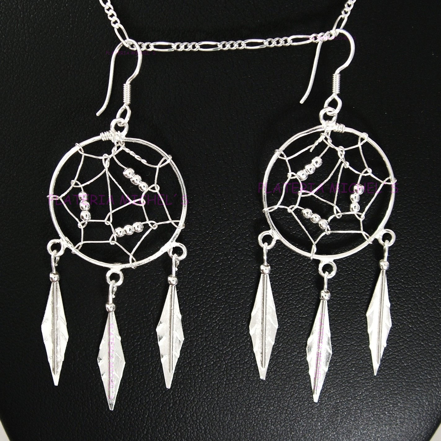 Aretes De Atrapa Sueños Grande En Plata Ley 0.925