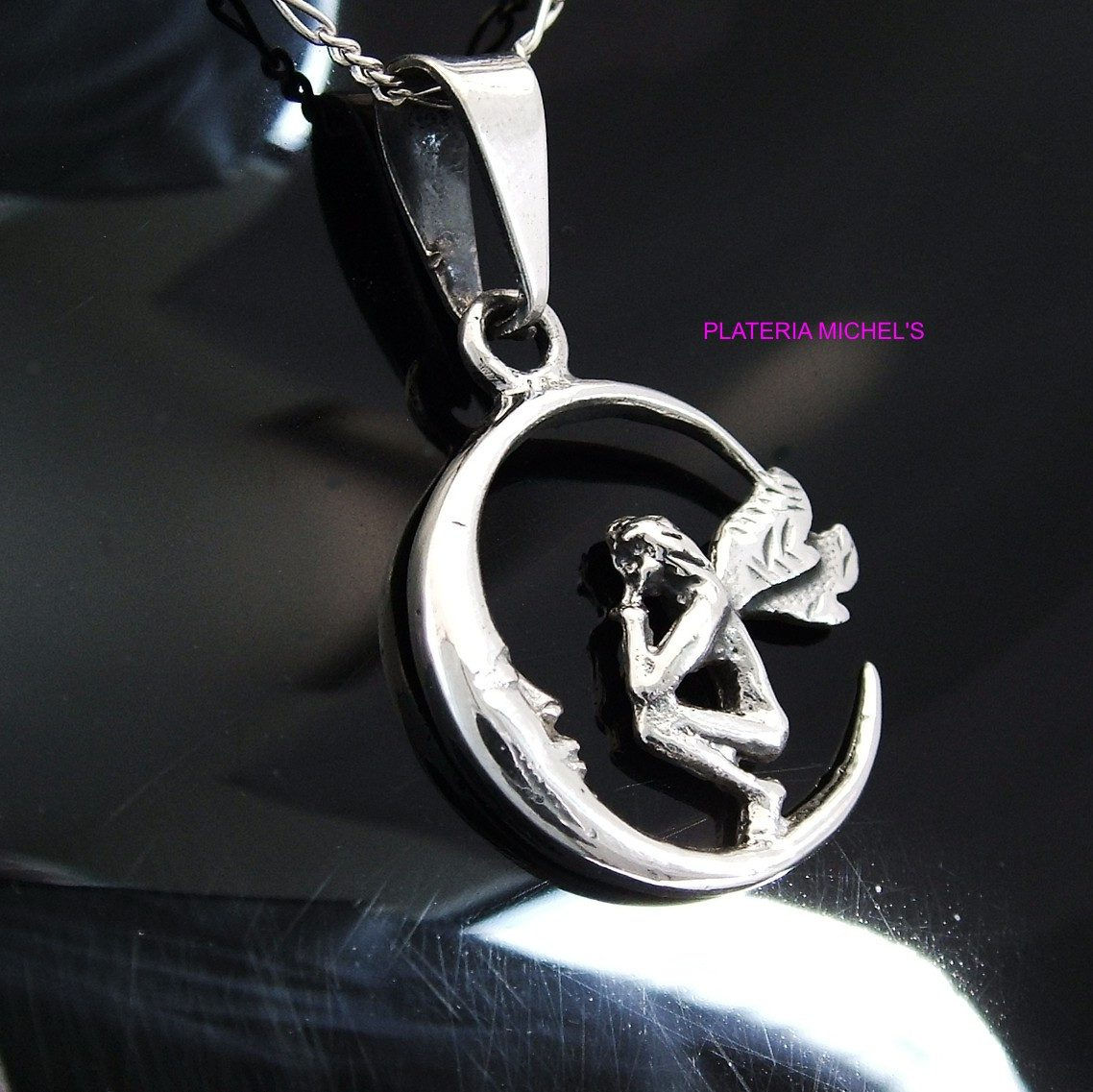 Dije De Ada De Luna De Frente En Plata Ley 0.925