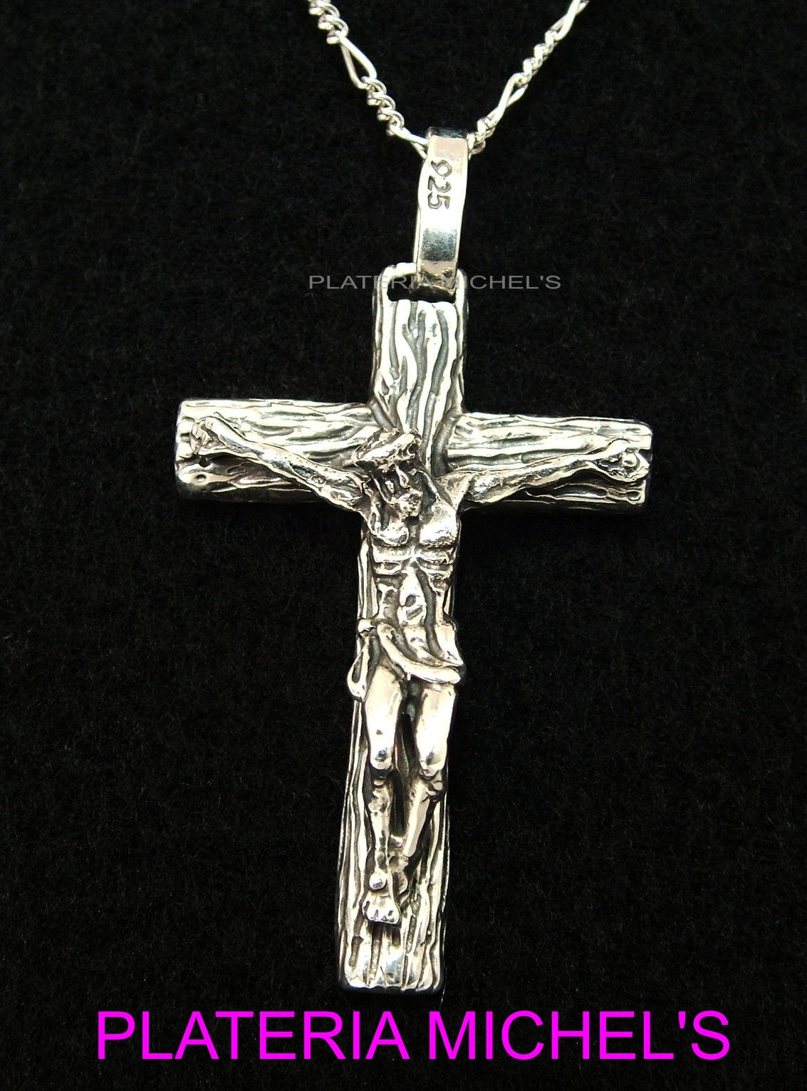 Cristo De Madera En Plata Ley 0.925