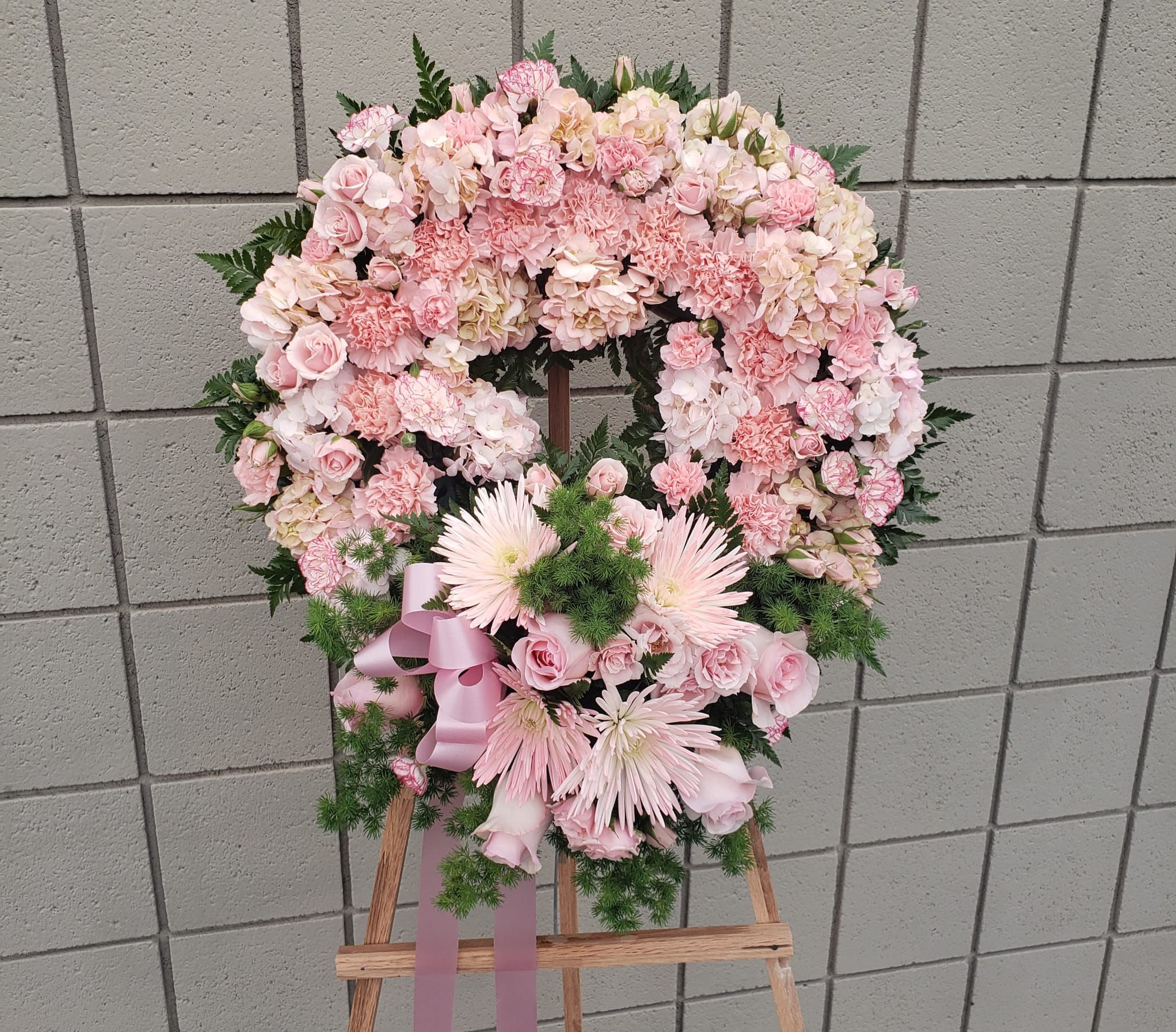 All Pink Sympathy Wreath