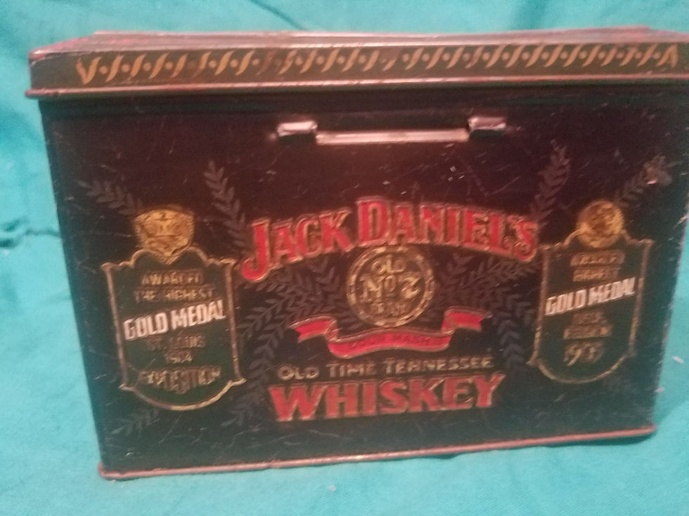Thumbnail: Jack Daniels Tin, Manufactured by Barringer, Wallis, and Manners NOS.