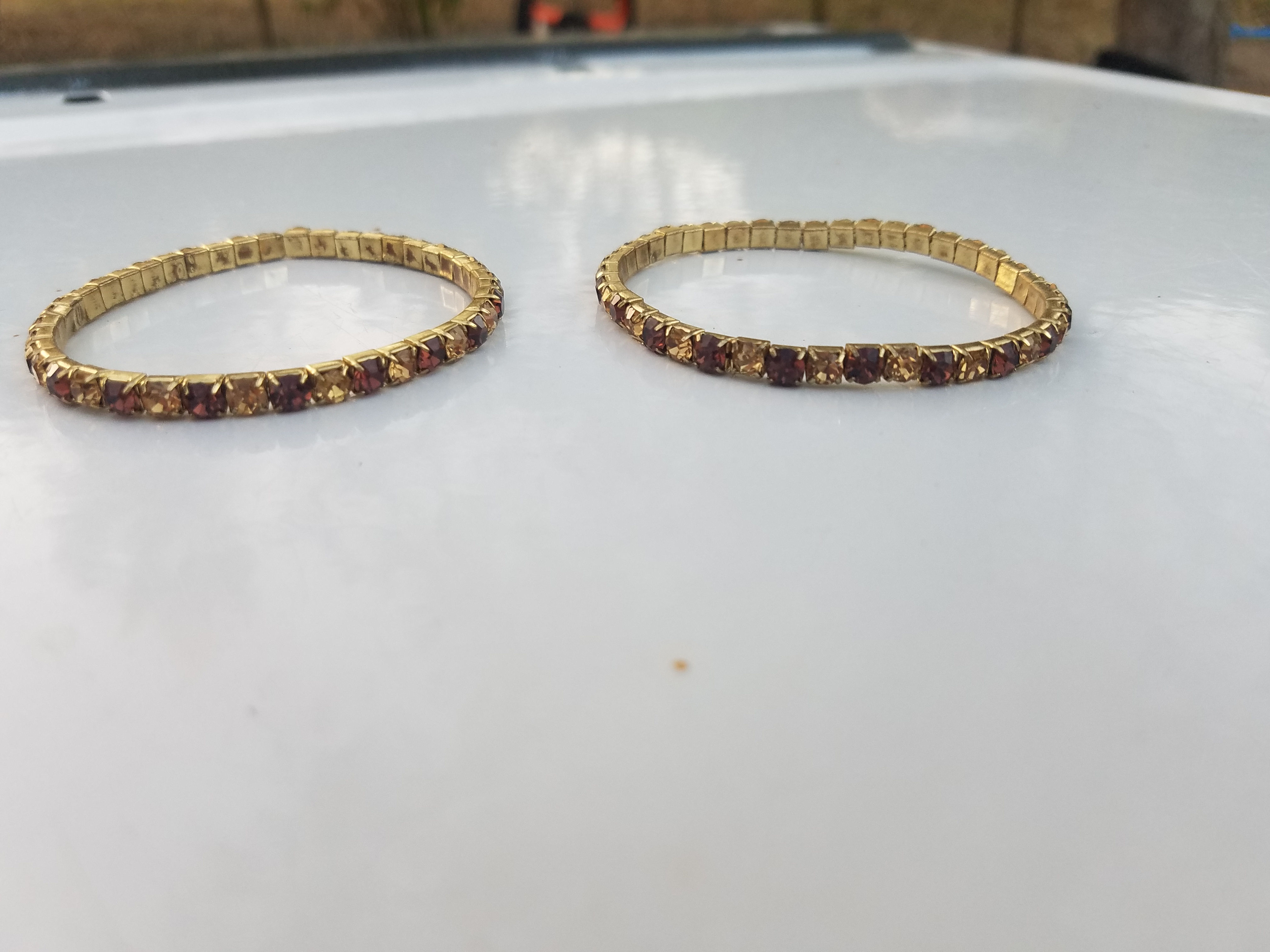 Gold Light Colorado Topaz Rhinestone Tennis Bracelet