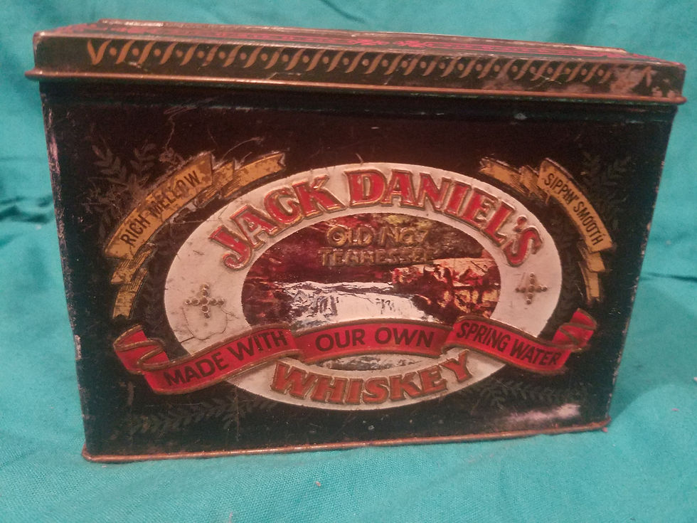 Thumbnail: Jack Daniels Tin, Manufactured by Barringer, Wallis, and Manners NOS.