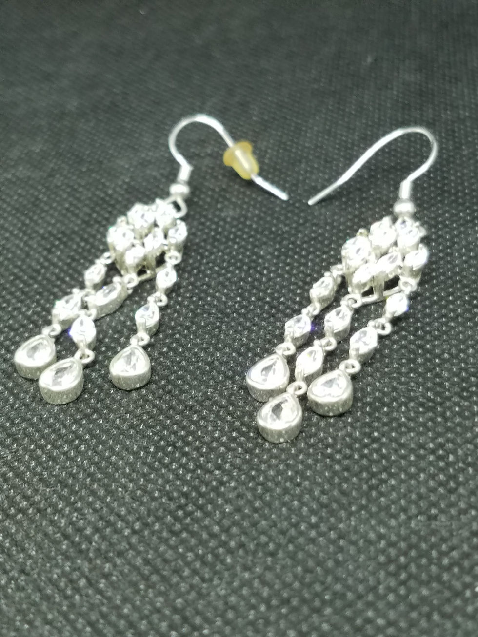 Thumbnail: Silver plated Rhinestone Chandelier Earrings