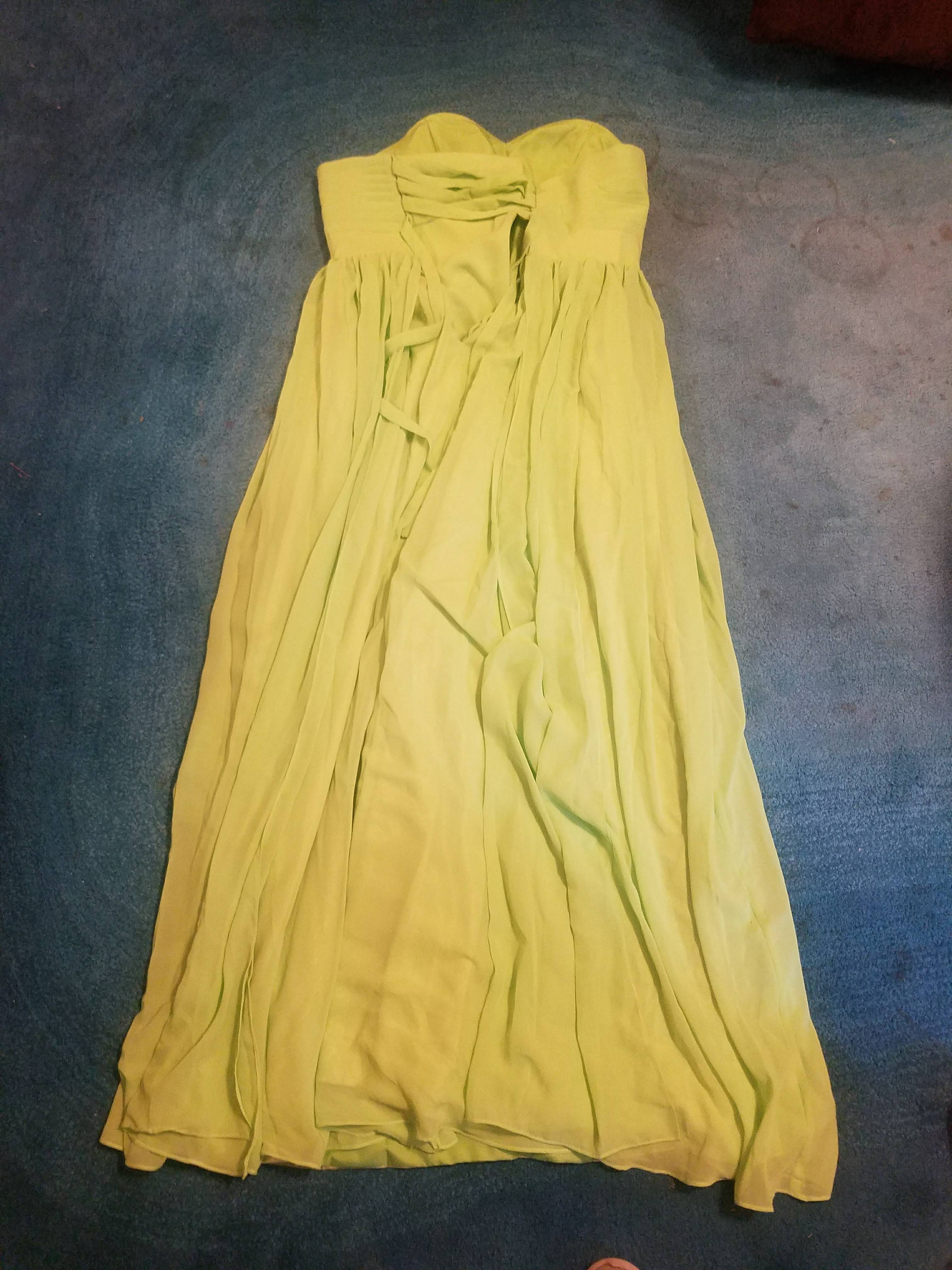 Lime Green Strapless Gown Size 6