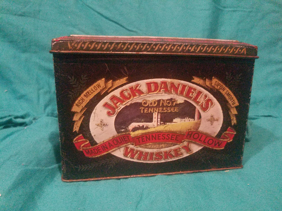 Thumbnail: Jack Daniels Tin, Manufactured by Barringer, Wallis, and Manners NOS.