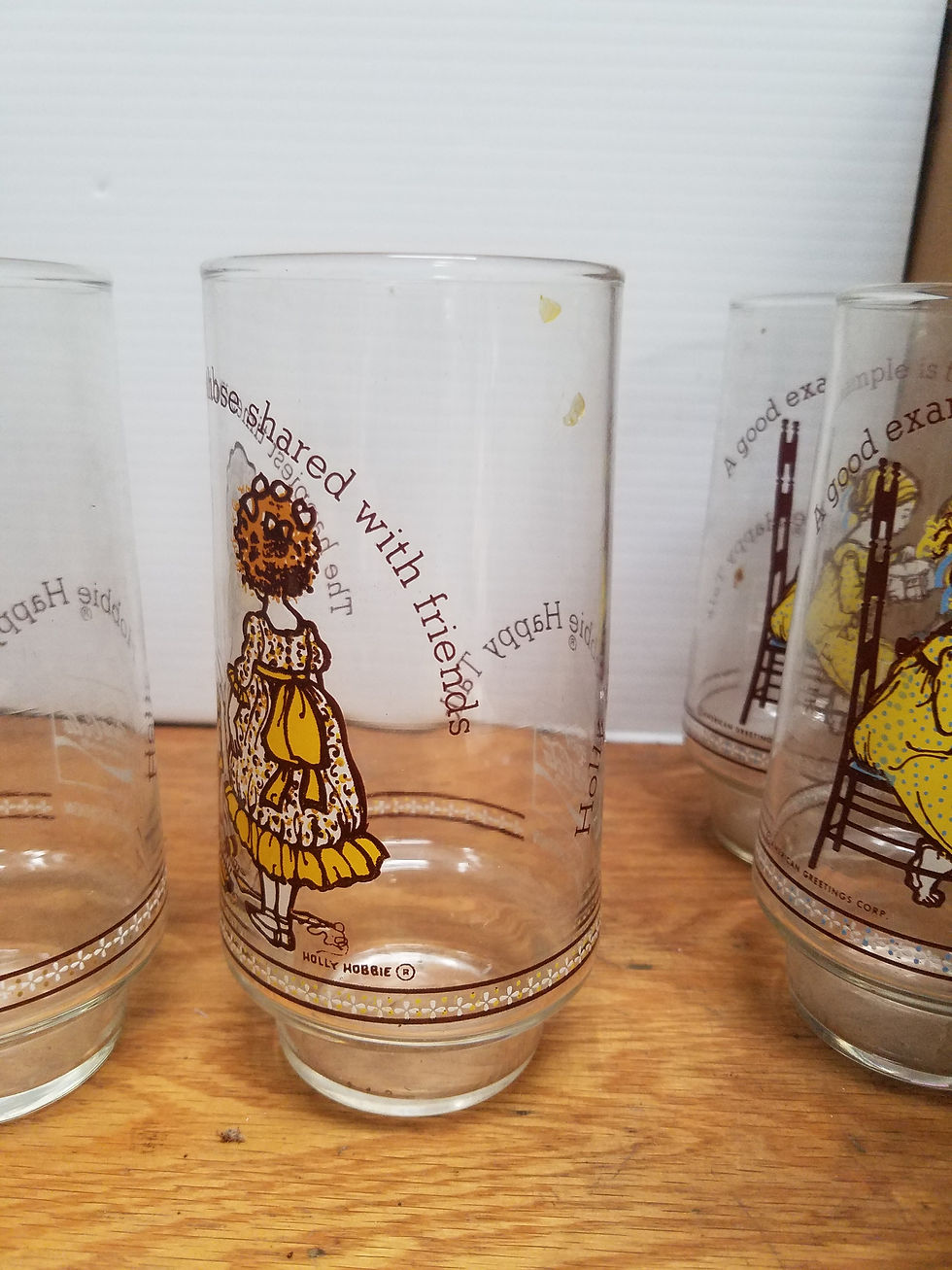 Thumbnail: Vintage Set of 8 Holly Hobbie Happy Talk Coca Cola Glasses