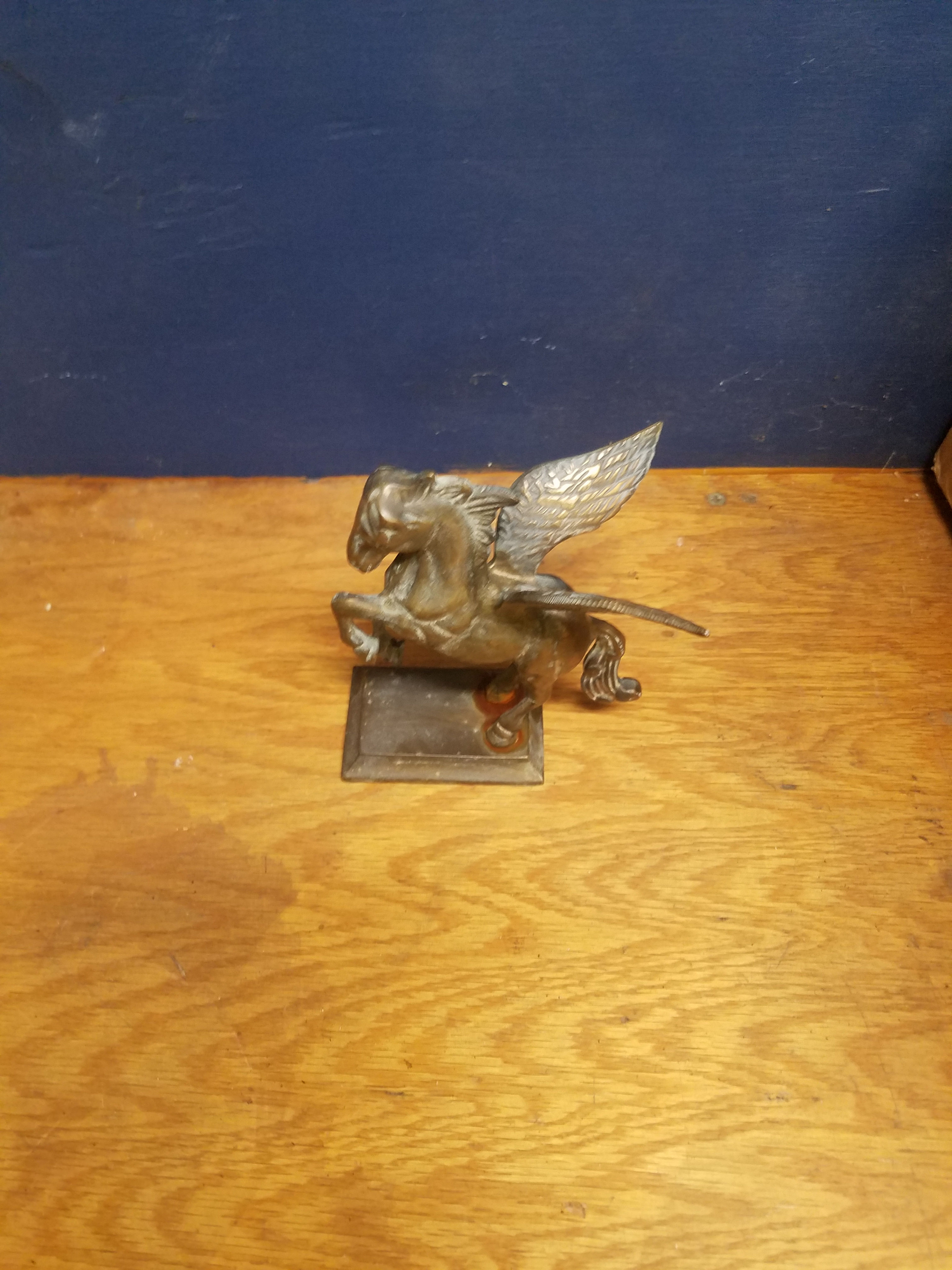 Vintage Solid Brass Pegasus Winged Flying Horse Figure Desk Paperweight