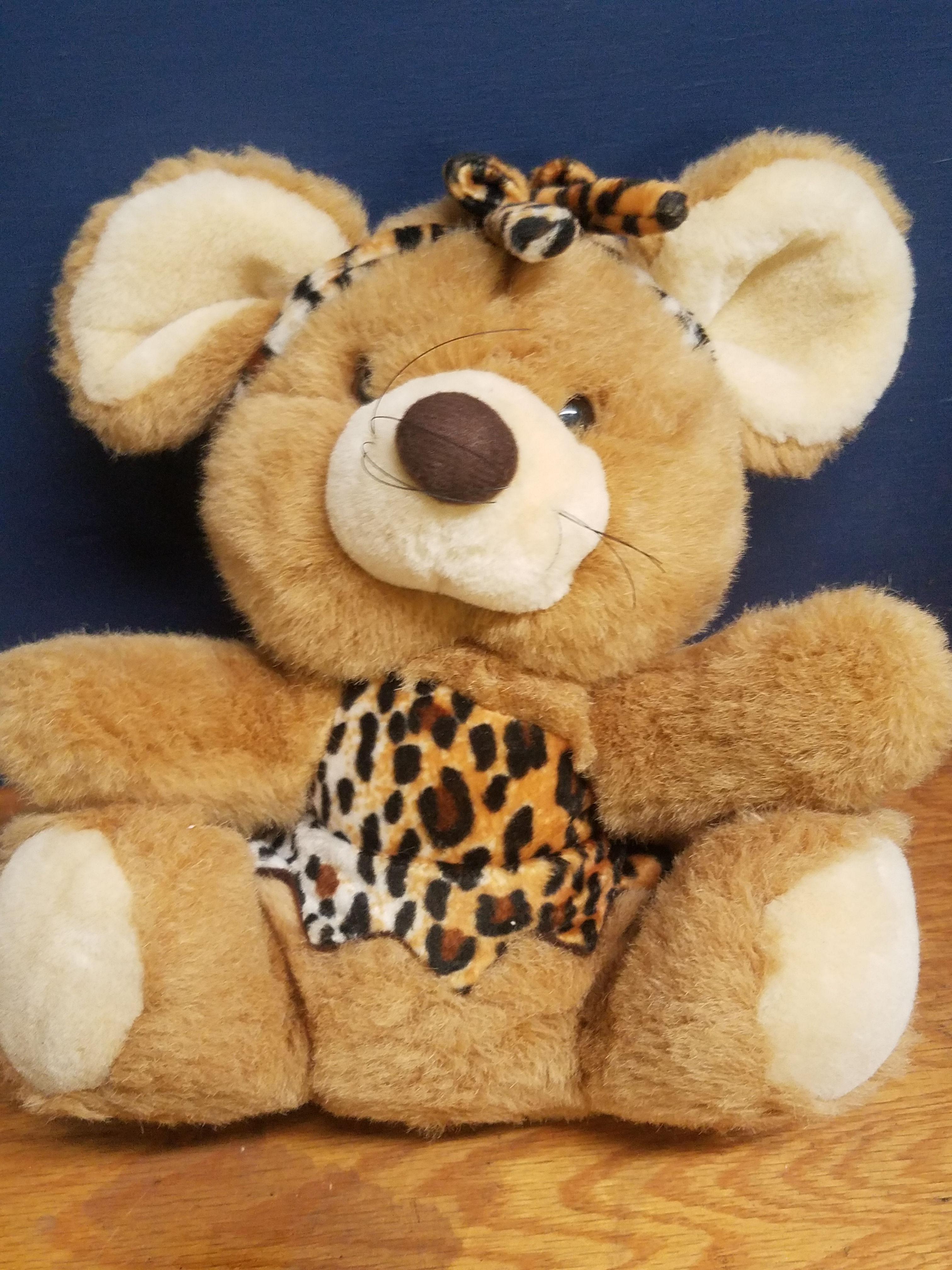 Stuffed Mouse With Leopard Print Clothes 