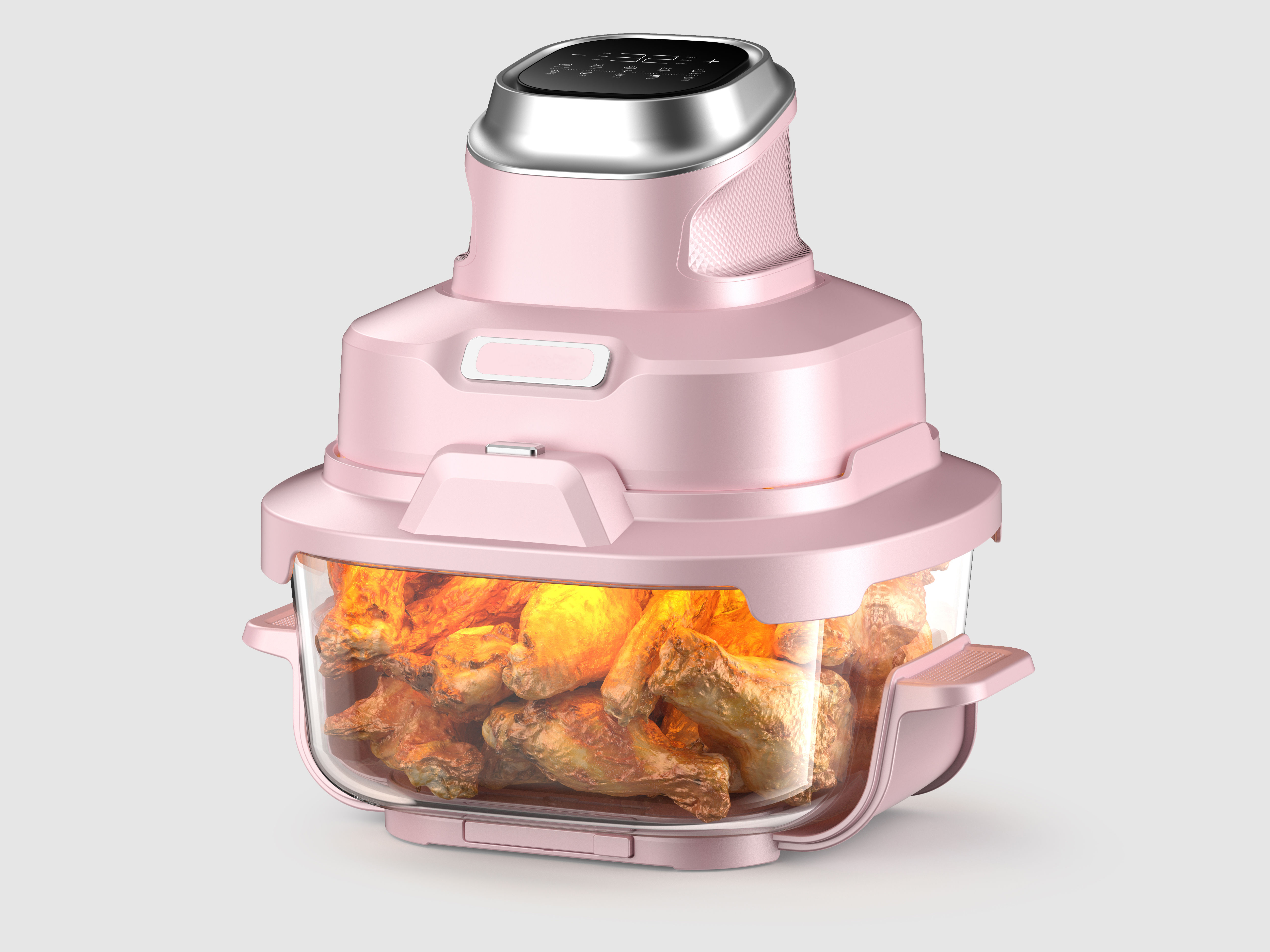 Crispy Air Fryer Touch Screen Digital Double Glass Pot Electric Smart Deep Fryer