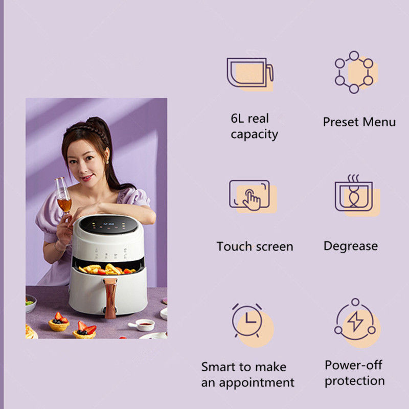 Thumbnail: Household air fryer Smart electric fryer French fries machine 6L8L air fryer
