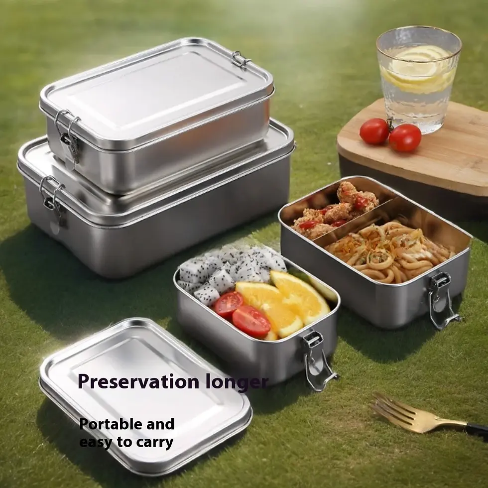 Thumbnail: Stainless Steel Bento Box Metal Lunch Box Food Storage Containers with Lockable 