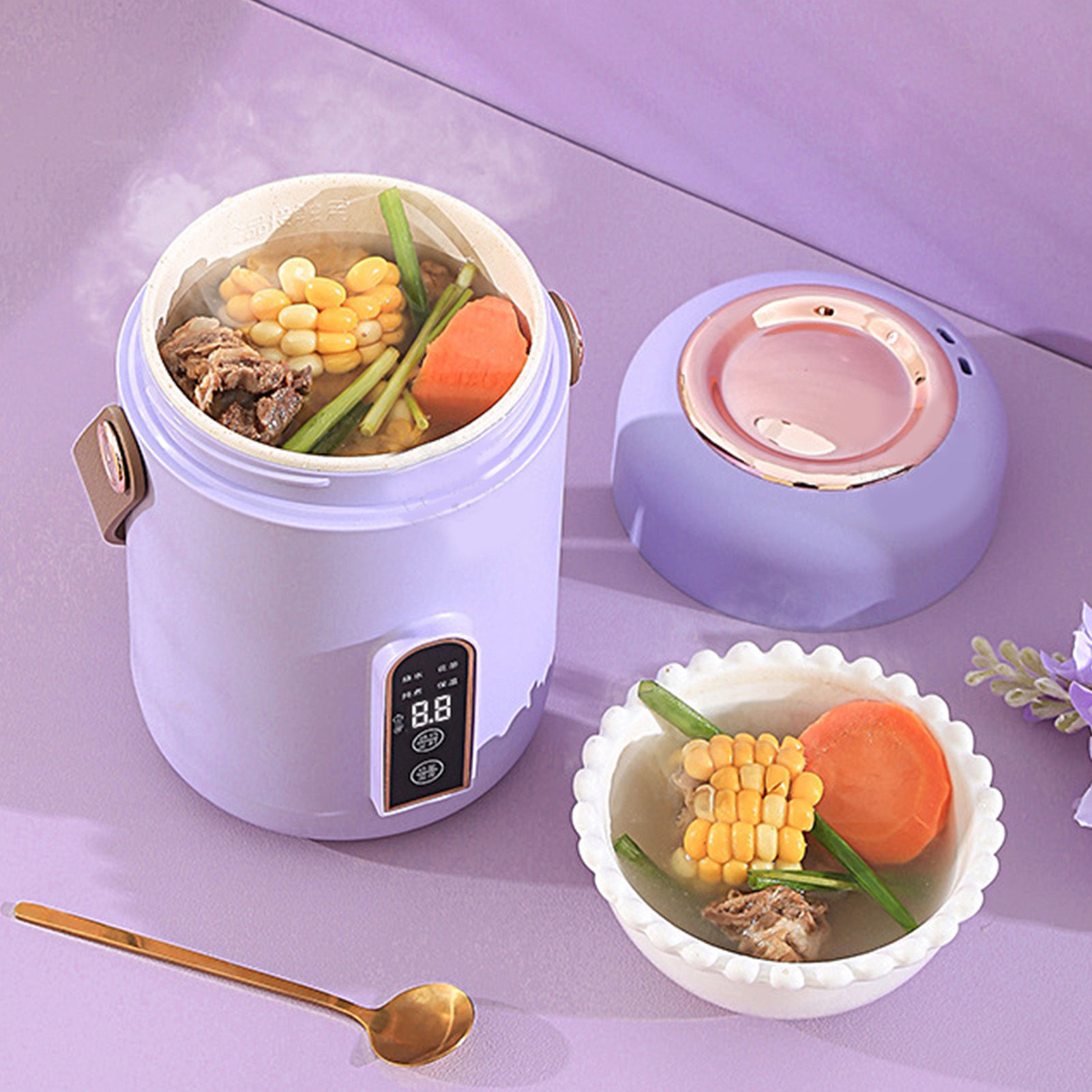 Electric Stewpot Mini Rice Cooker Efficient Heating Insulated Portable Multifunc