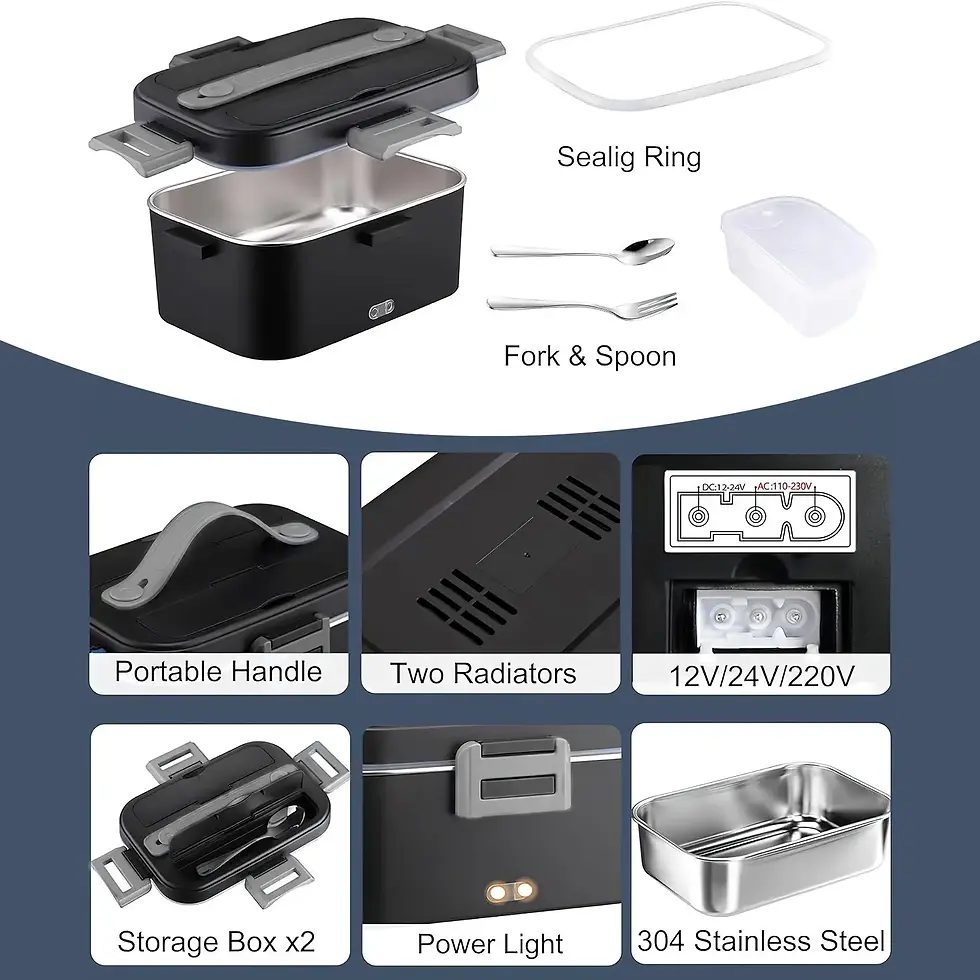 Thumbnail: HOMEFISH 1.5L Electric Lunch Box 60W Speed Heating Car Or AC Heating Travel Offi