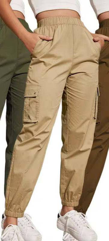 Thumbnail: Women’s High-Waisted Cargo Jogger Pants - Elastic Waist Cargo Pants with Pockets