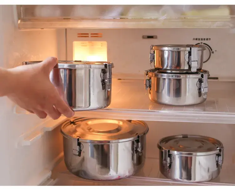 Thumbnail: 350-3000ML Microwave Lunch Box Food Grade 304 Stainless Steel Anti-leak Bento Bo