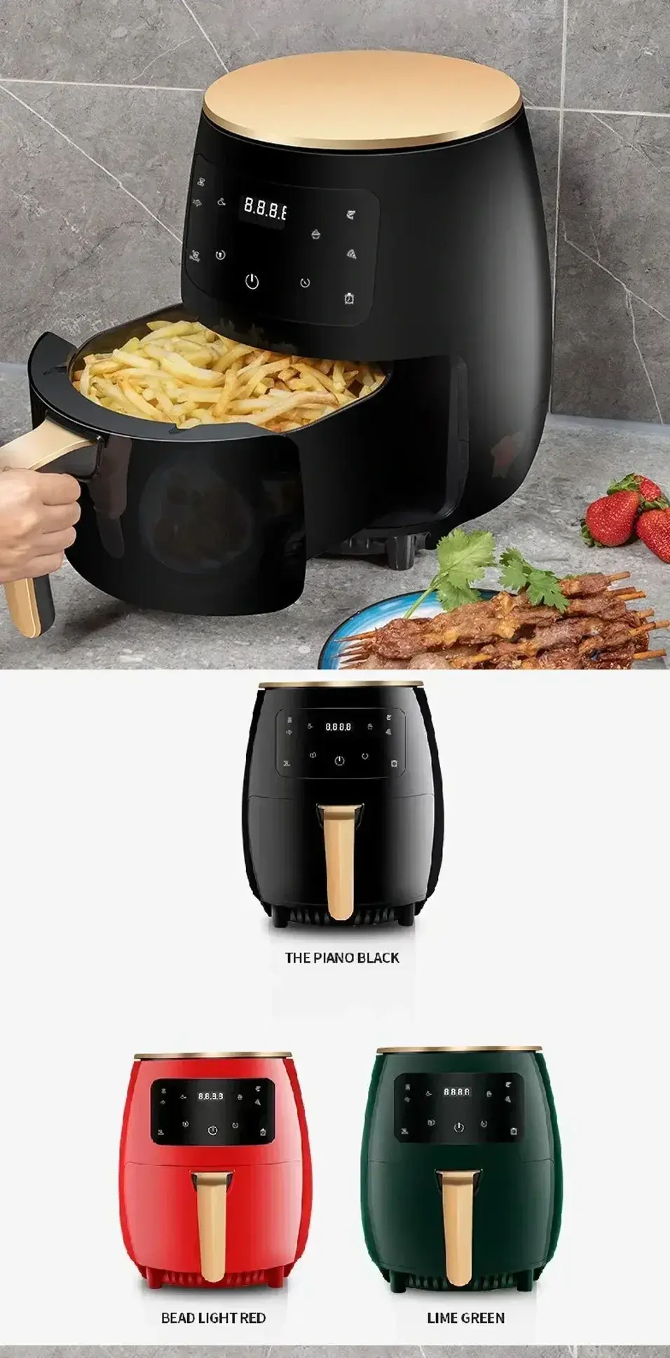 Thumbnail: 6L Air Fryer Multi-functional Intelligent Touch Screen Oven Large Capacity Elect