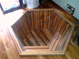 Wooden jacuzzi, sealed with fiberglass and epoxy resin
