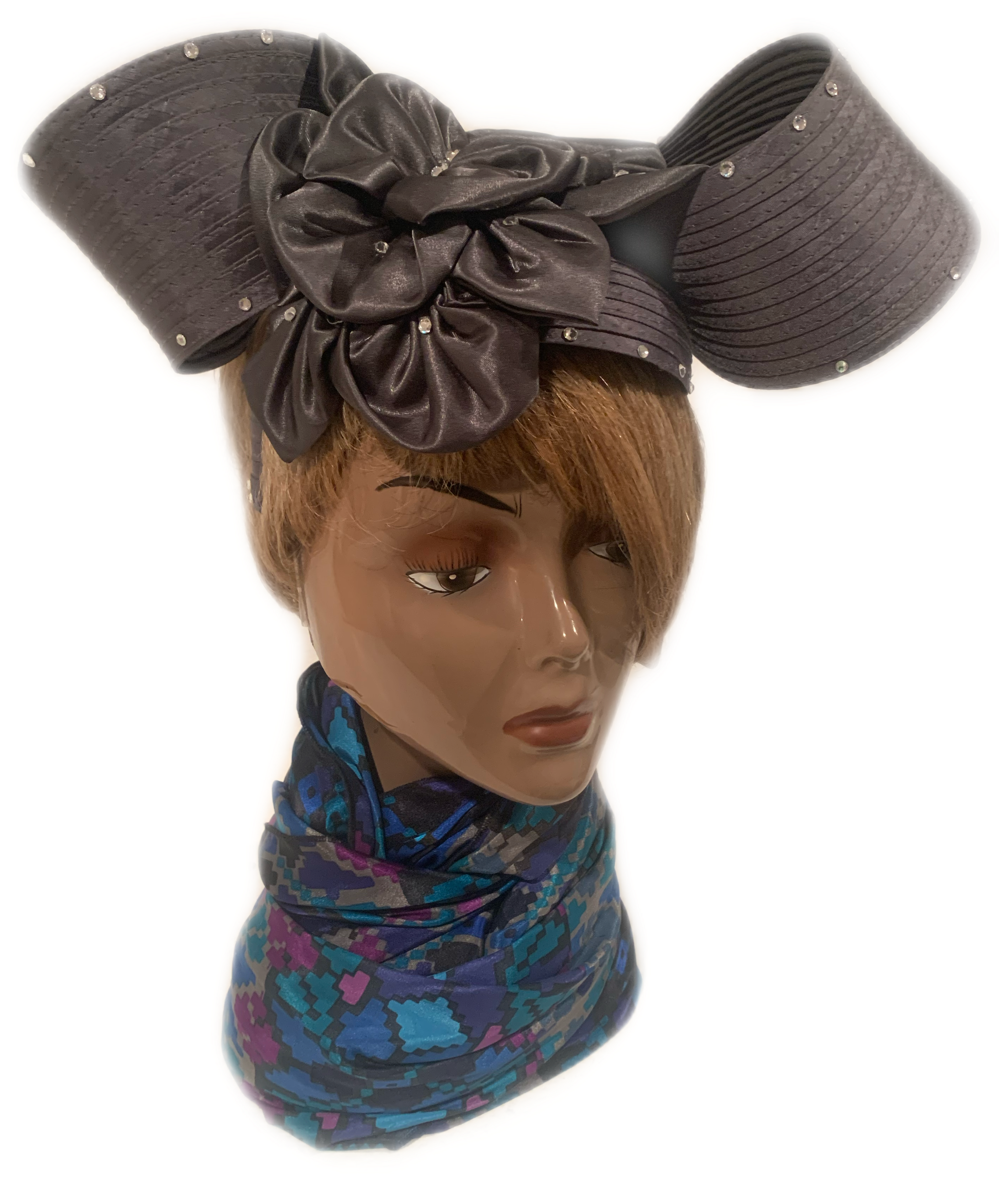 Deep Grey Hat with Silver Embellishments